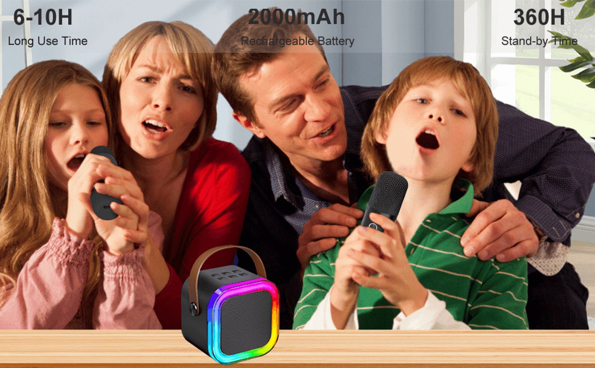 Karaoke Maschine Kinder mit 2 Mikrofonen kabellos, Bluetooth Mikrofon Kinder mit Stimmveränderung, Geburtstags Jungen 4–12 Jahre