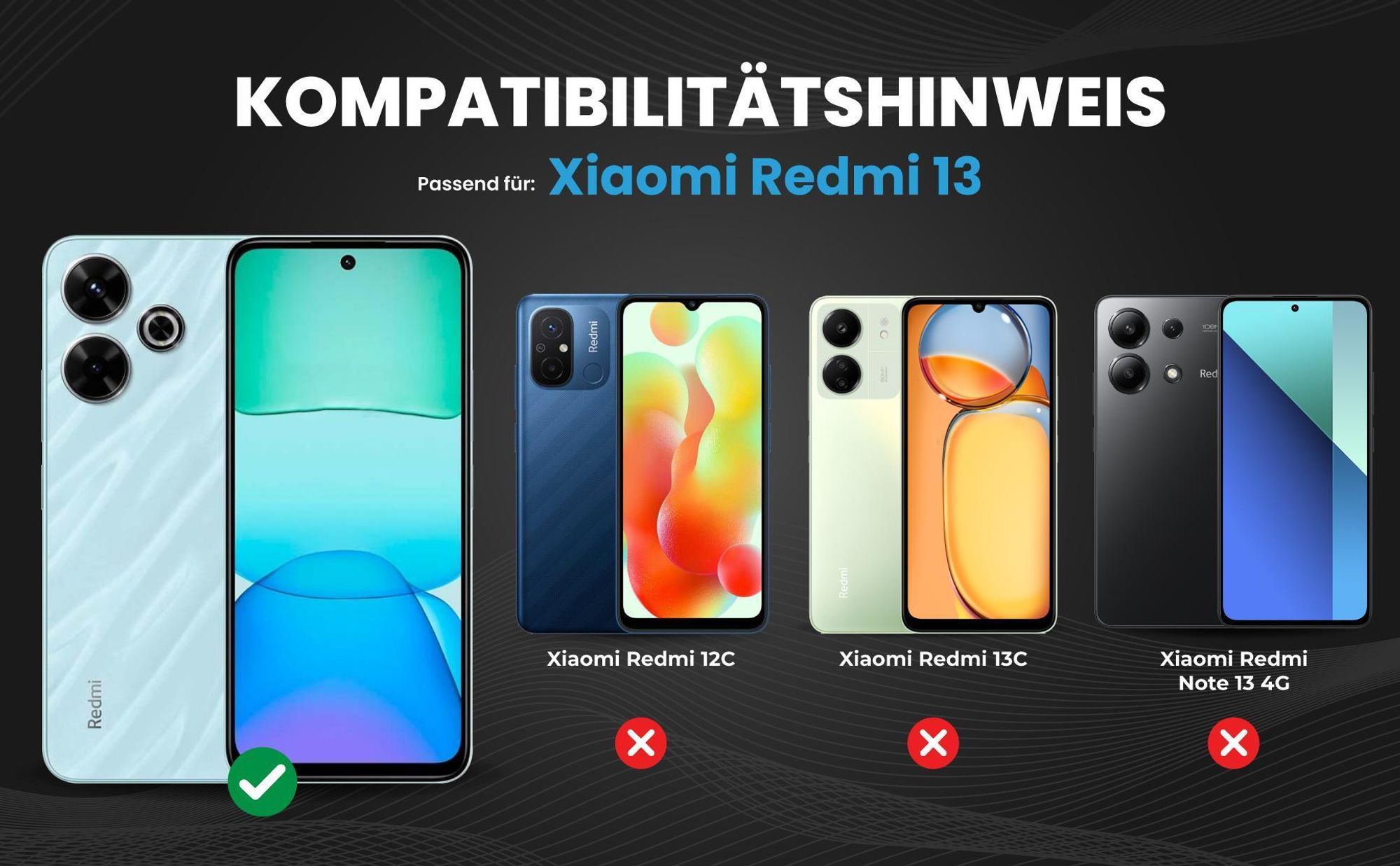 Kompatibilitätshinweise Hülle für Xiaomi Redmi 13