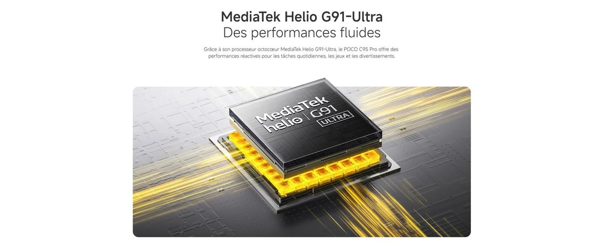 Xiaomi Poco C95 Pro, smartphone 4G, 6 + 128 Go, noir, batterie de 7500 mAh