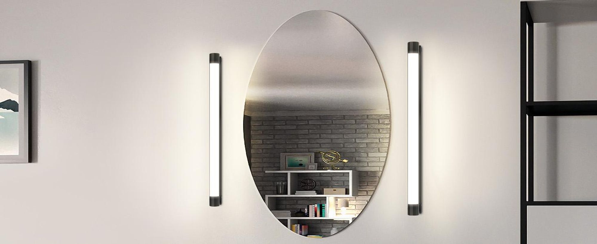 ZMH LED spiegelverlichting, badkamerspiegellamp, 50 cm, 10W, badkamerlamp, wandmontage, zwart, wandlamp voor badkamer, neutraal wit licht (4000K), moderne wandlamp voor badkamer, geschikt voor kelder
