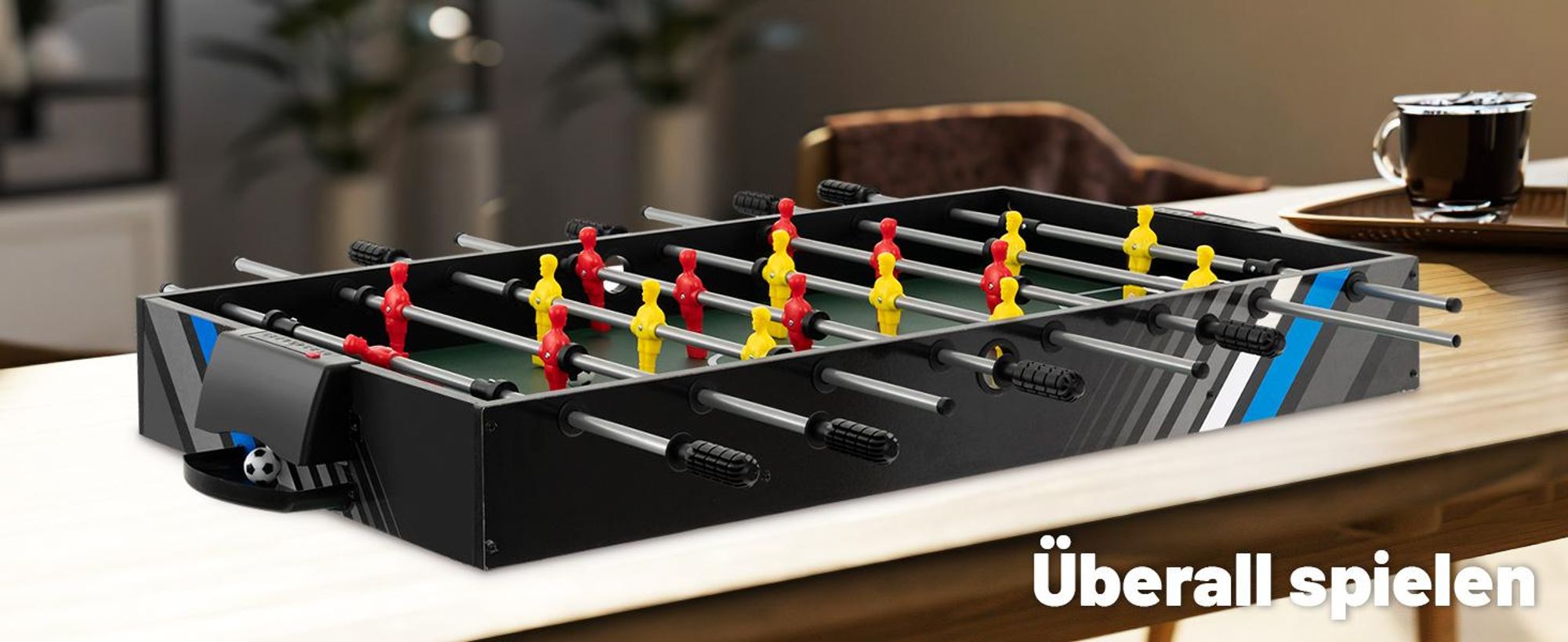 COSTWAY 125x97x83cm Tischkicker, Multifunktionstisch mit Tischfußball, Billard, Tischtennis&Hockey, Kombi-Spieltisch-Set für Kinder&Erwachsene Schwarz
