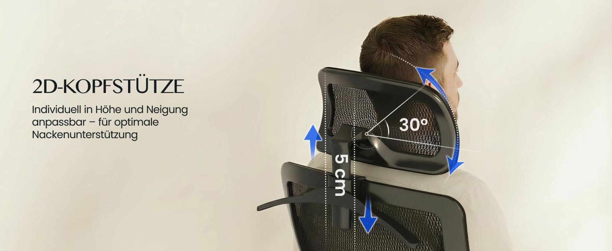 FlexiSpot OC3 Ergonomischer Bürostuhl, Schreibtischstuhl mit 2D-Kopfstütze, dynamischer Lendenstütze und verstellbaren Armlehnen, atmungsaktiv Schwarz