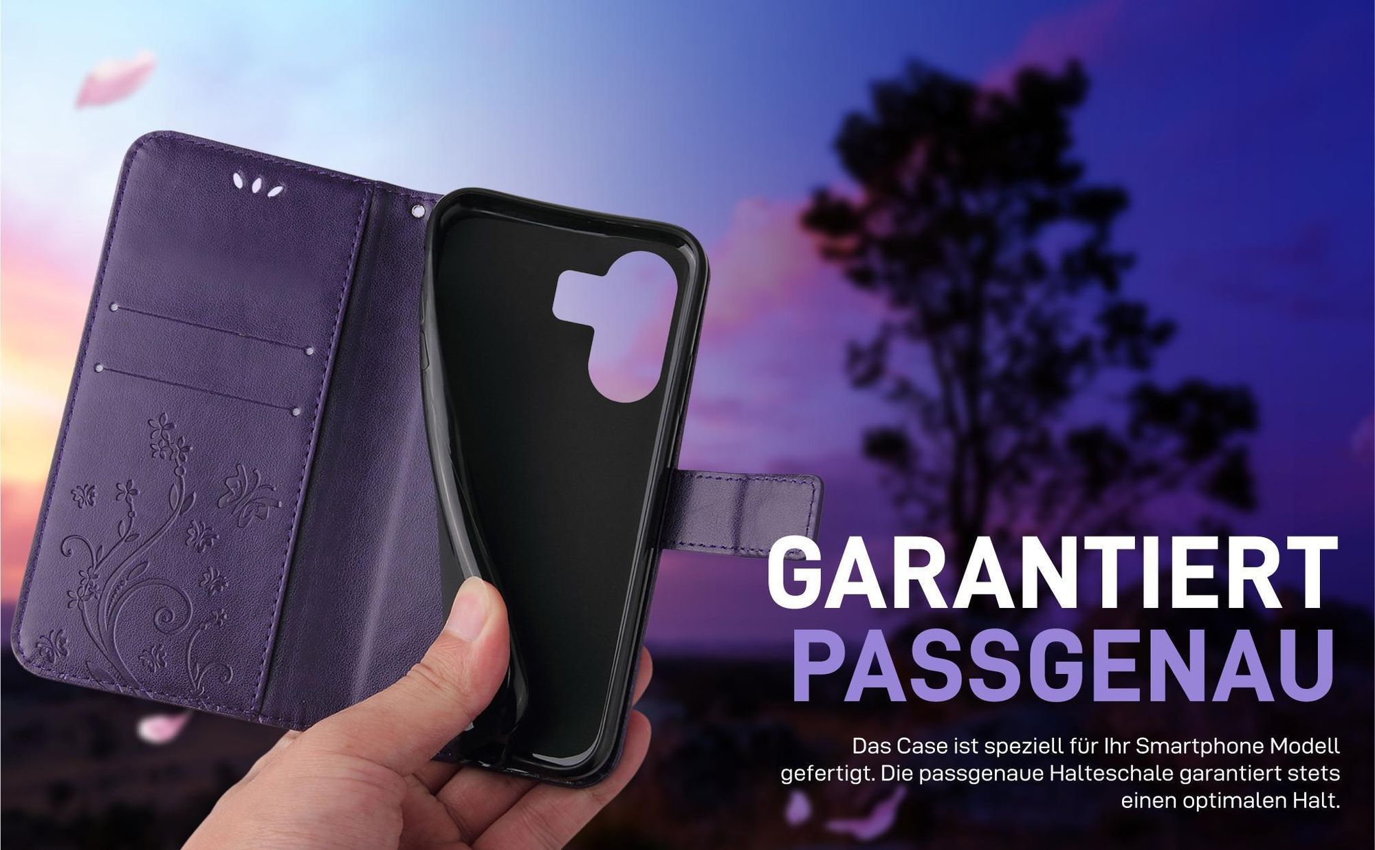 Violette Klapphülle für Xiaomi Redmi 13C mit präziser Passform und sicherem Halt