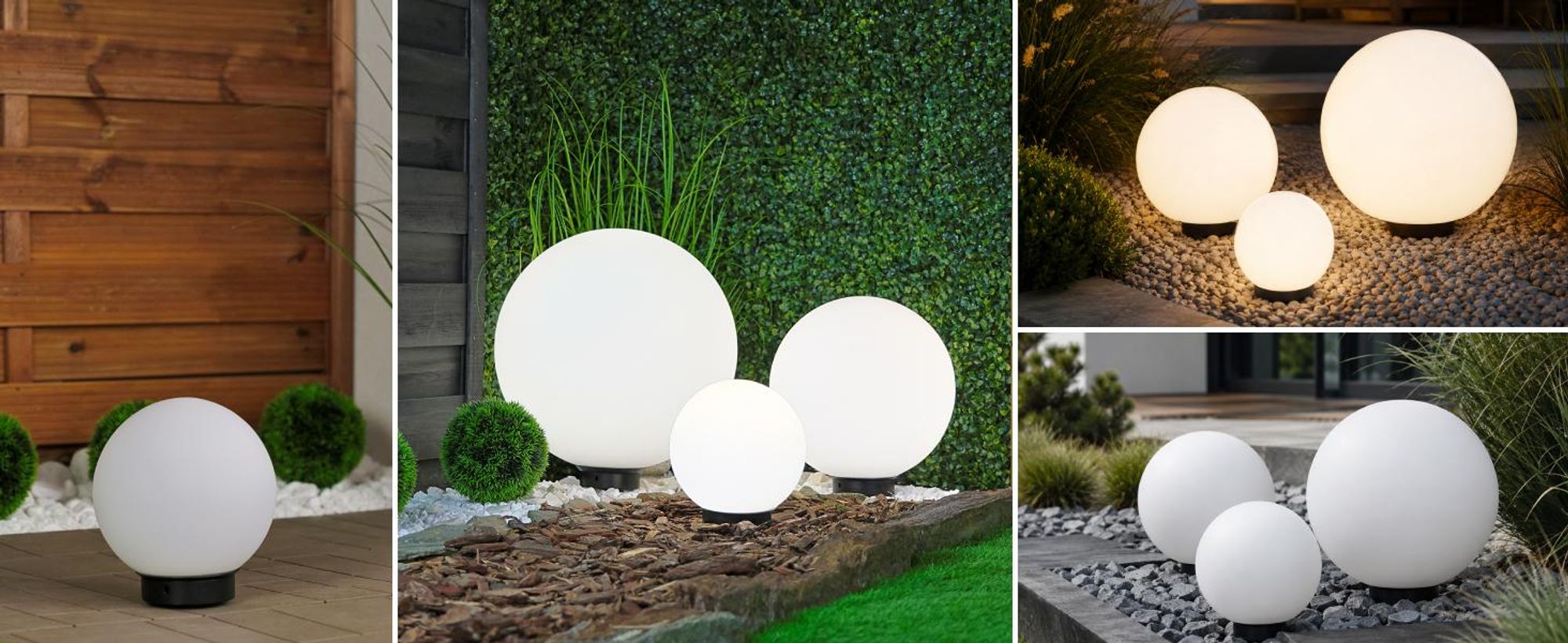 LUMILED Milchig Kugelleuchte 30cm Außen Außenkugelleuchte Kugellampe Weiß Gartenkugel Kugel Wegeleuchte IP44 E27 Fassung Anschlusskabel 1,95 m