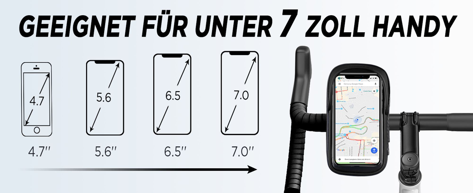 Handyhalterung Fahrrad Wasserdicht Handyhalter Motorrad 360°Drehbarem Fahrradhalterung Lenkertasche für 4.7-7 Zoll Smartphone