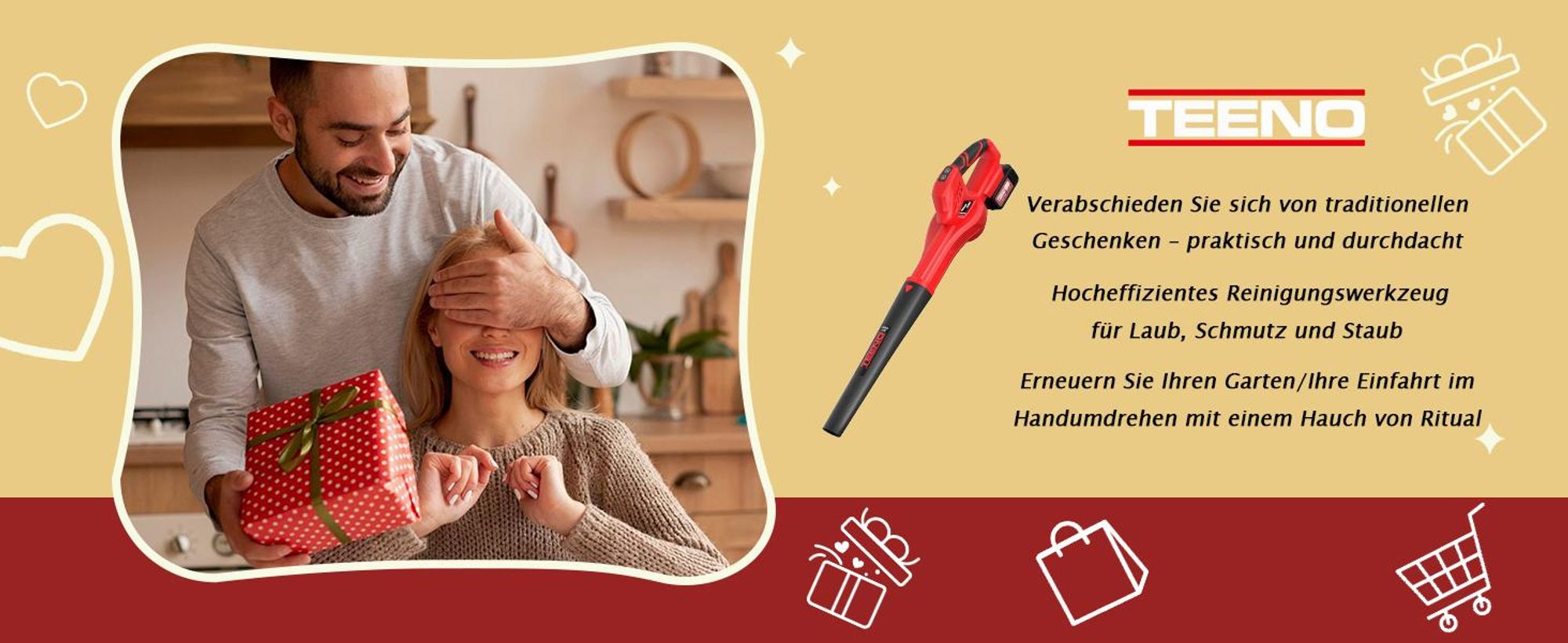TEENO Akku Laubbläser, 6 Geschwindigkeitsstufen, 2 x 4Ah Akku und Ladegerät, 210 km/h Luftgeschwindigkeit, abnehmbares Blasrohr, geneigte Düse