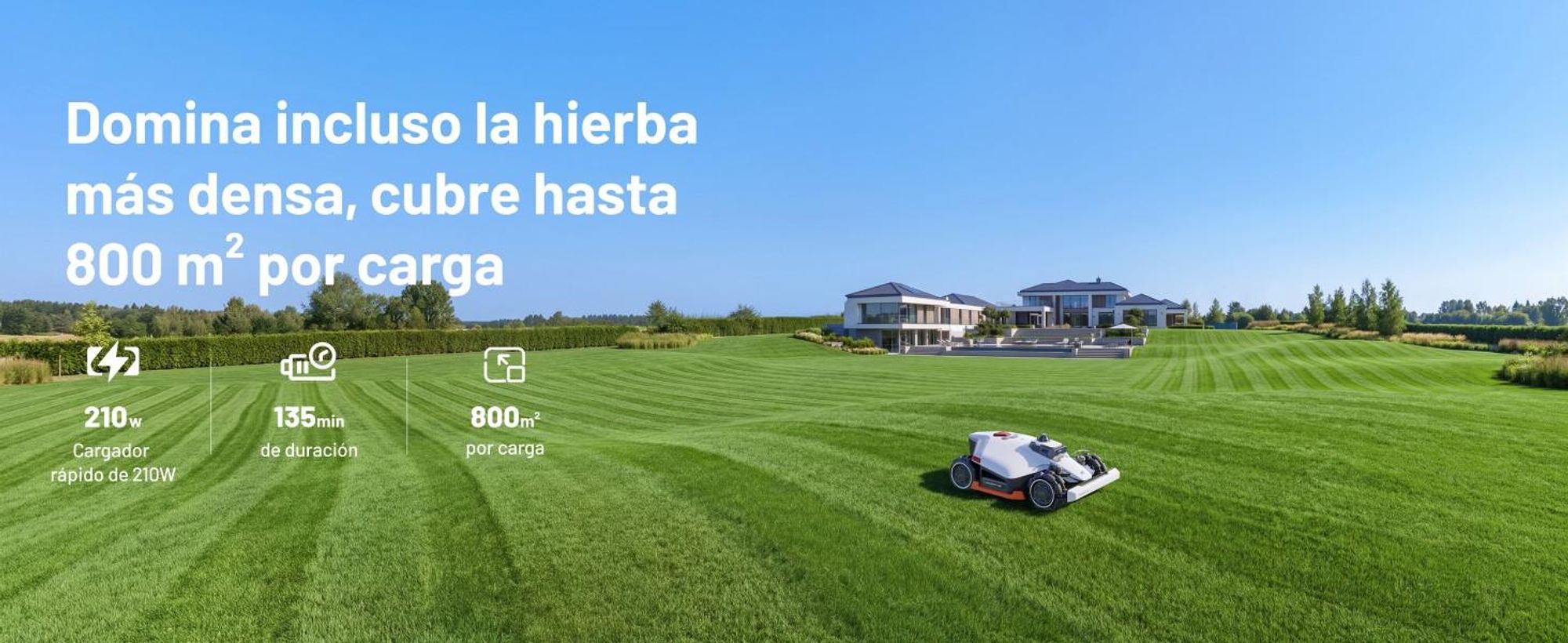 Cortacésped robótico Mammotion LUBA 3 AWD 1500 con soporte para lavado, para 1500m², tracción en las cuatro ruedas, pendiente 80%, mapeo-auto, 4G, APP