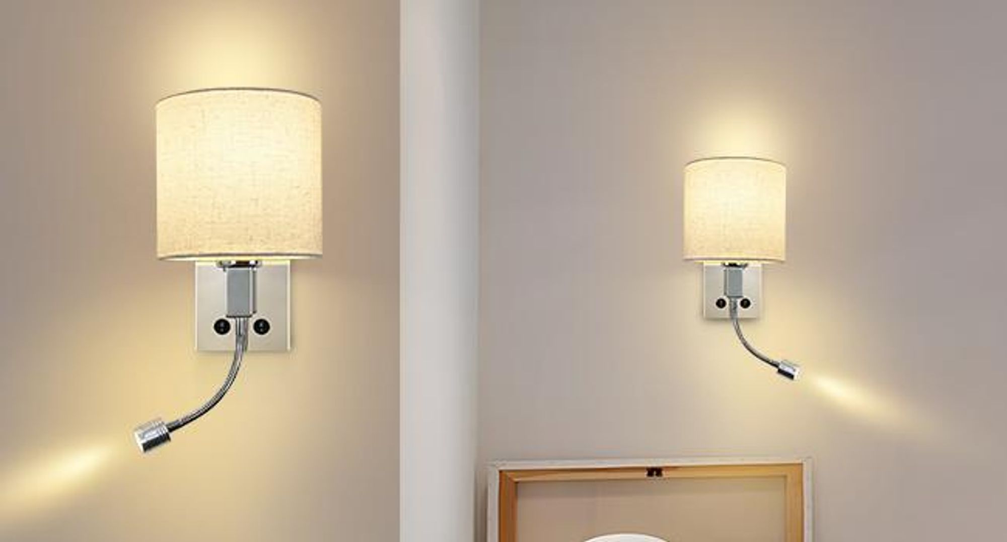 ZMH Nástěnné svítidlo Postelová lampa s vypínačem Čtecí lampa nastavitelná Osvětlení LED vyměnitelné Kulaté