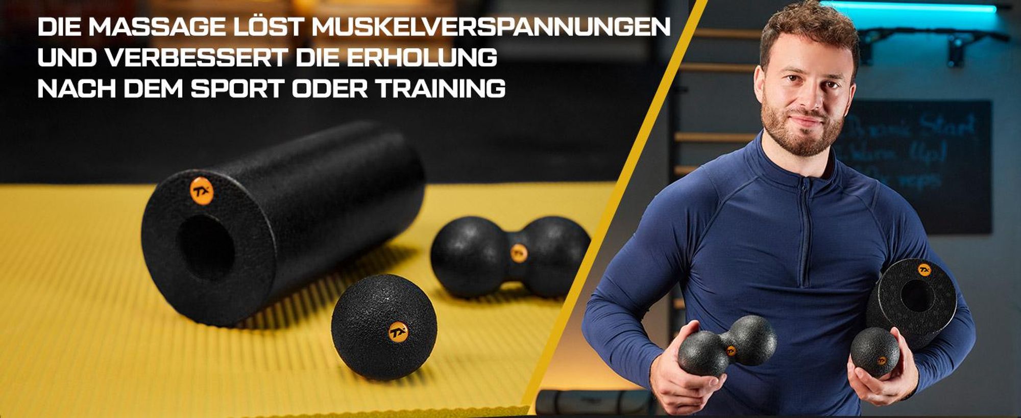 TREX SPORT Faszienrolle Massageball 3er Set TX-035EPS | EPP Massagerolle, Massagebälle | Triggerpunkt, Rückenmassage, Selbstmassage, mit Tragetasche
