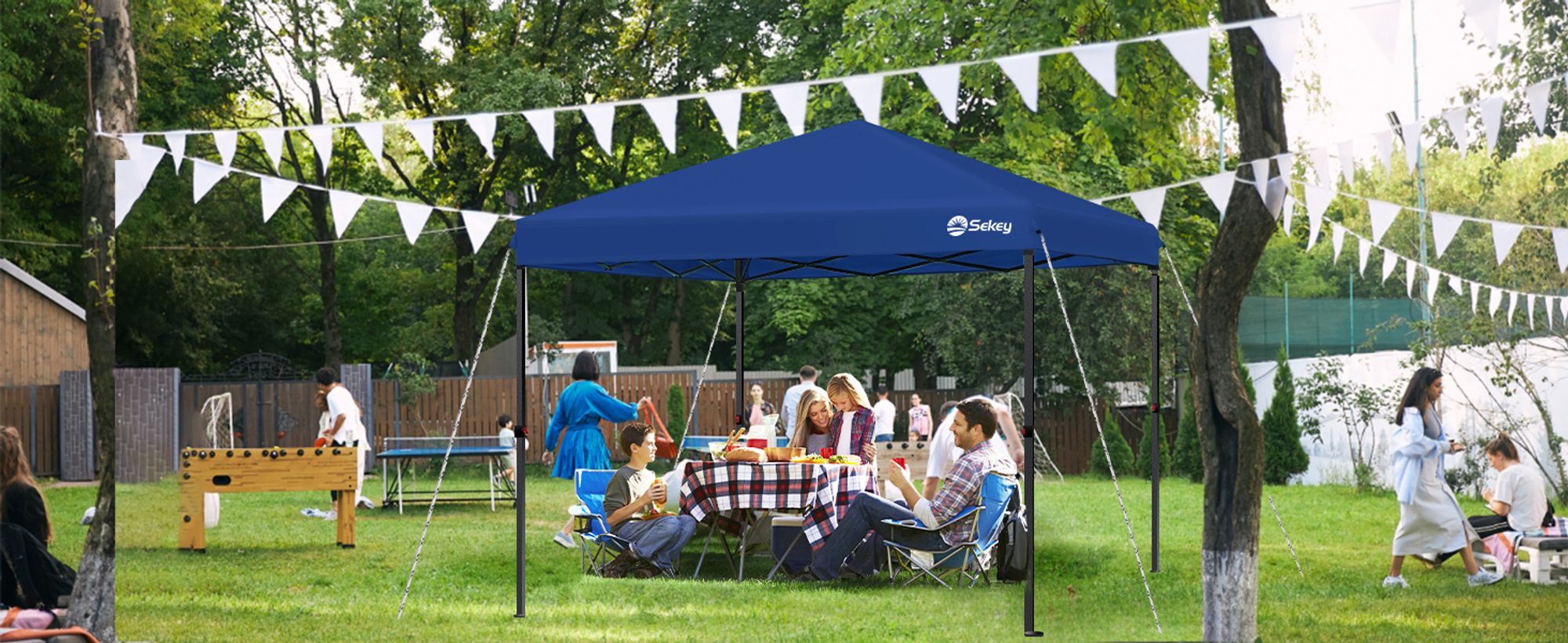 Sekey Faltpavillon 3x3 wasserdicht, Pop Up Pavillon mit 4 Sandsäcken, UV-Schutz 50+ Pavillons & Partyzelte Festzelt, Dunkelblau