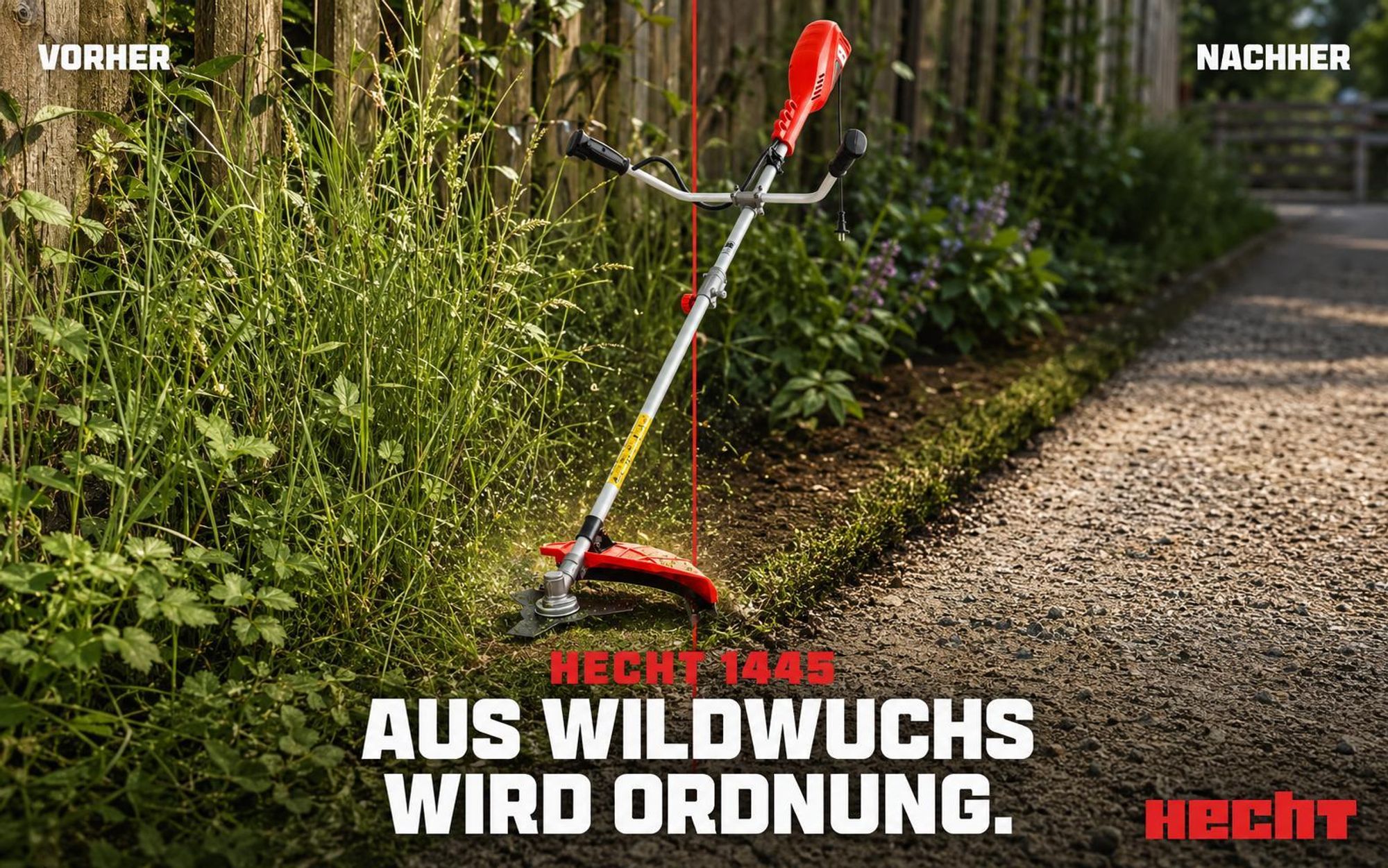 HECHT 1445 Freischneider Elektro | mit Tragegurt | 25,5 und 42 cm Schnittkreis | 1400W | 230V | Elektrosense