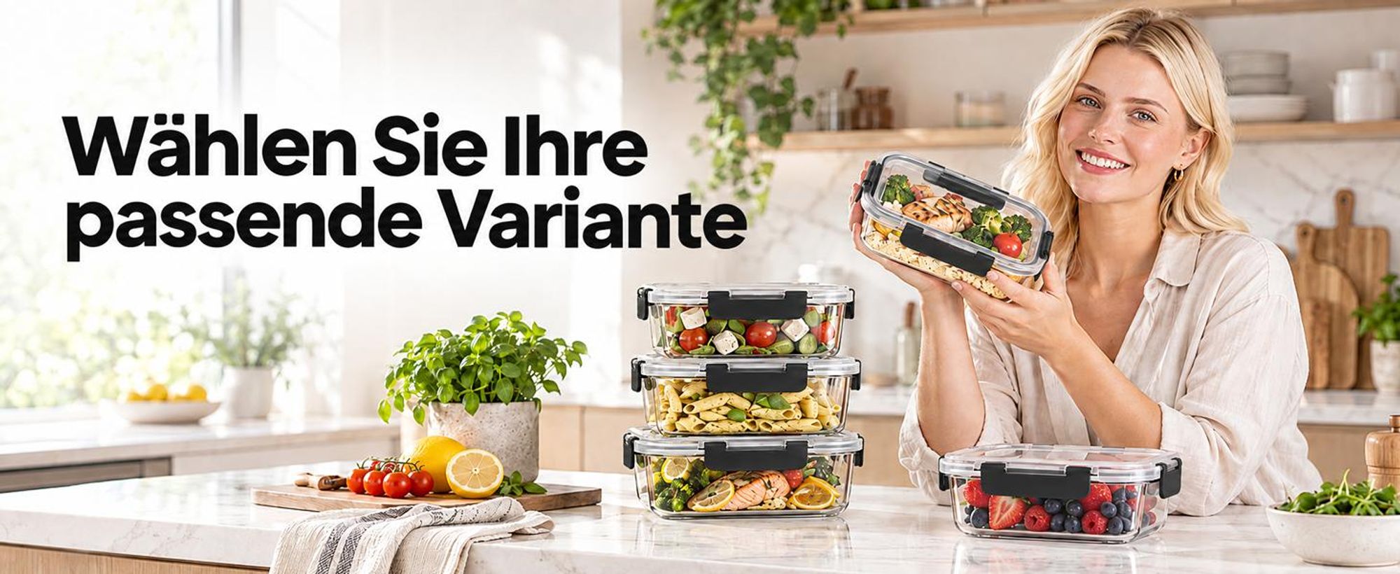 10er Set Frischhaltedosen Glas mit Deckel – 5×1040 ml + 5×370 ml, Vorratsdosen & Meal Prep Boxen, luftdicht, auslaufsicher, BPA-frei