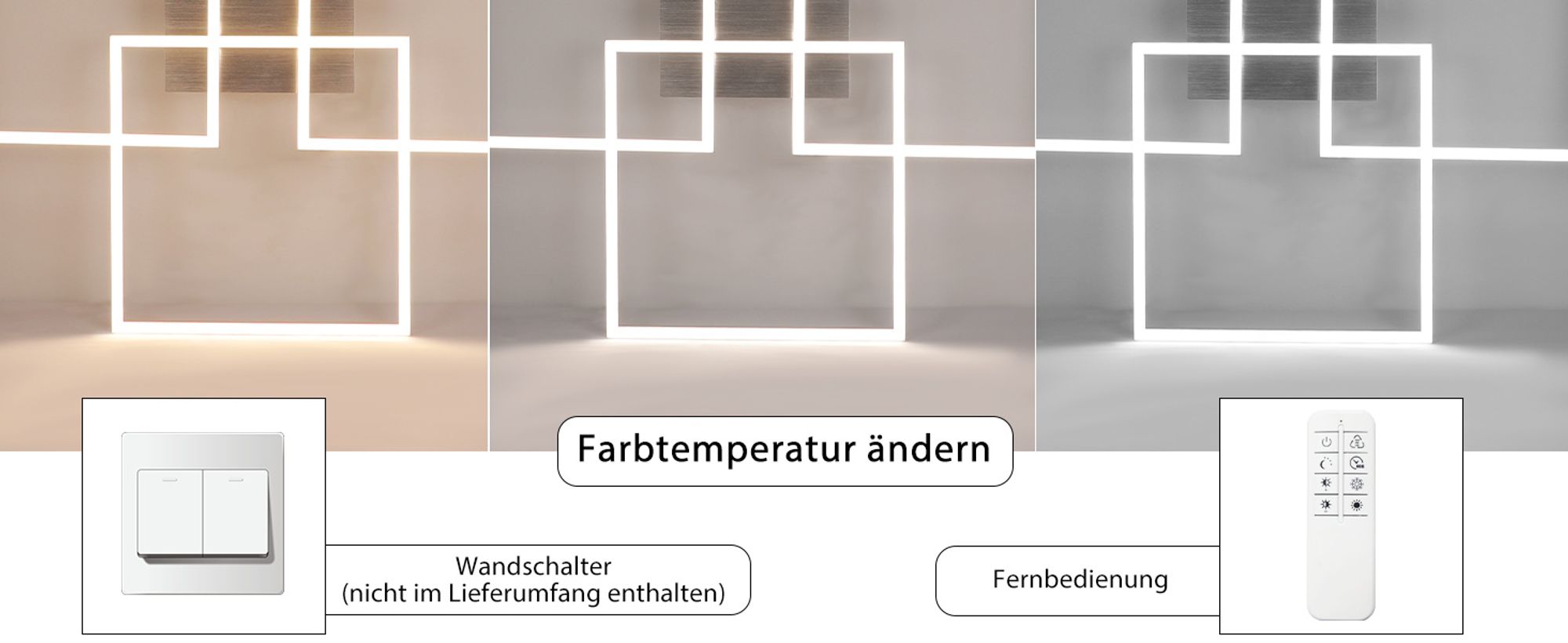 ZMH Deckenlampe LED Deckenleuchte Wohnzimmer 64CM Wohnzimmerlampe Modern Dimmbar mit Fernbedienung 36W Silber Schlafzimmer Deckenbeleuchtung Rechteckig Design Küchenlampe für Esszimmer Küche