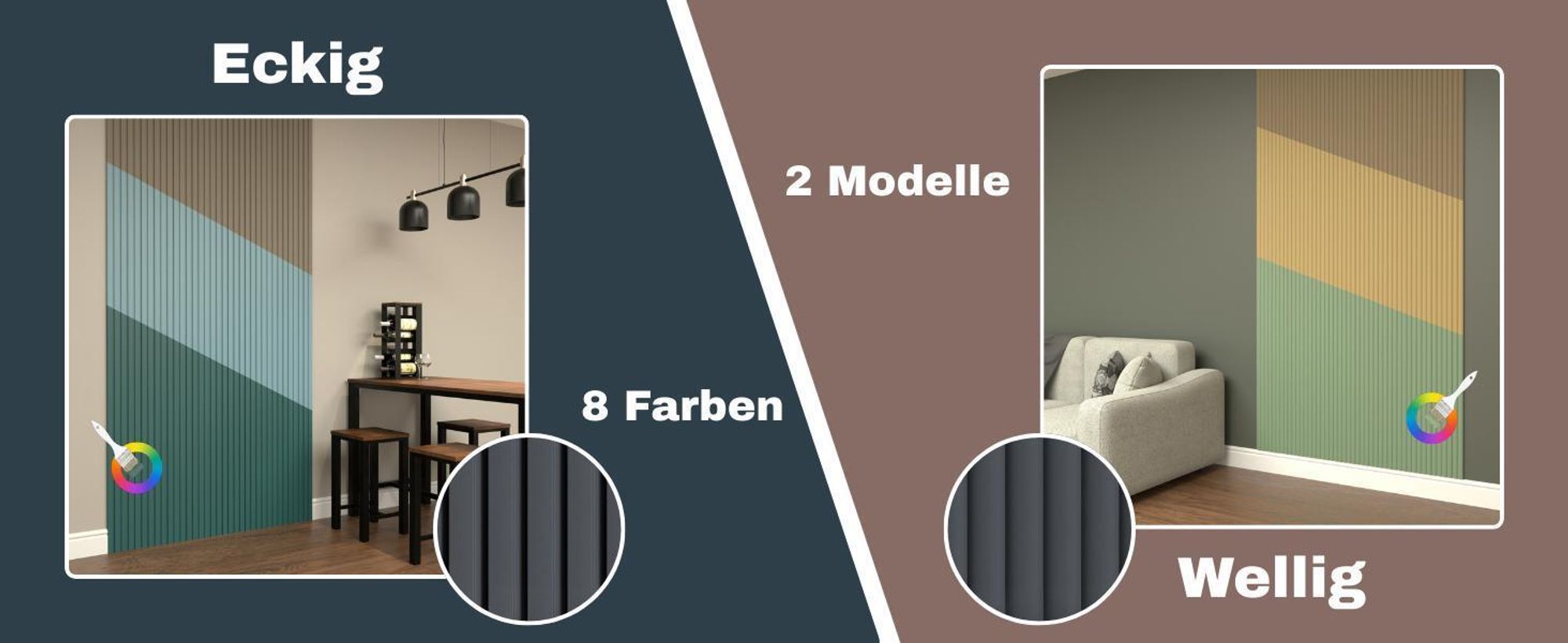 BEATS Lamellen 2,75m HEXIM - MDF Holz Lamellenwand Wandpaneele Lamellenverkleidung Wandverkleidung Lamellenpaneele Holzpaneele Natur (1 Paneel, Beats De Luxe Black Lead)