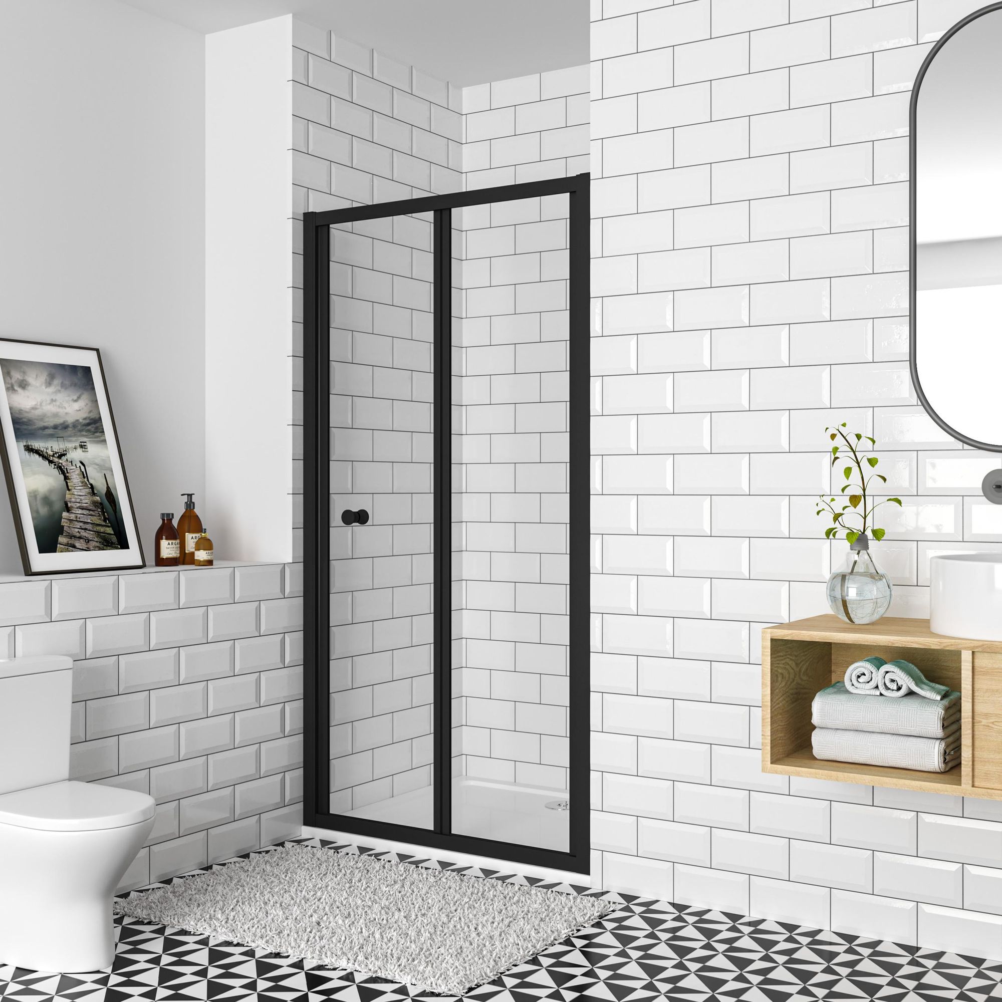Duschparadies Duschfalttür Nischentür 70 x 195 cm Mattschwarz Badezimmer Glastür für Duschnische 5 mm ESG Sicherheitsglas