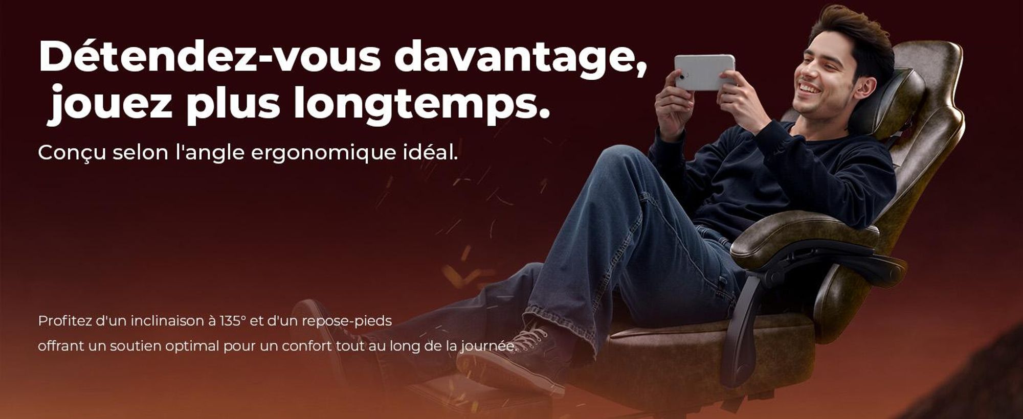 Fauteuil gaming GTPLAYER, fauteuil de bureau, fauteuil PC ergonomique, fauteuil pivotant réglable en hauteur, accoudoirs avec mécanisme synchrone, coussin lombaire, appui-tête