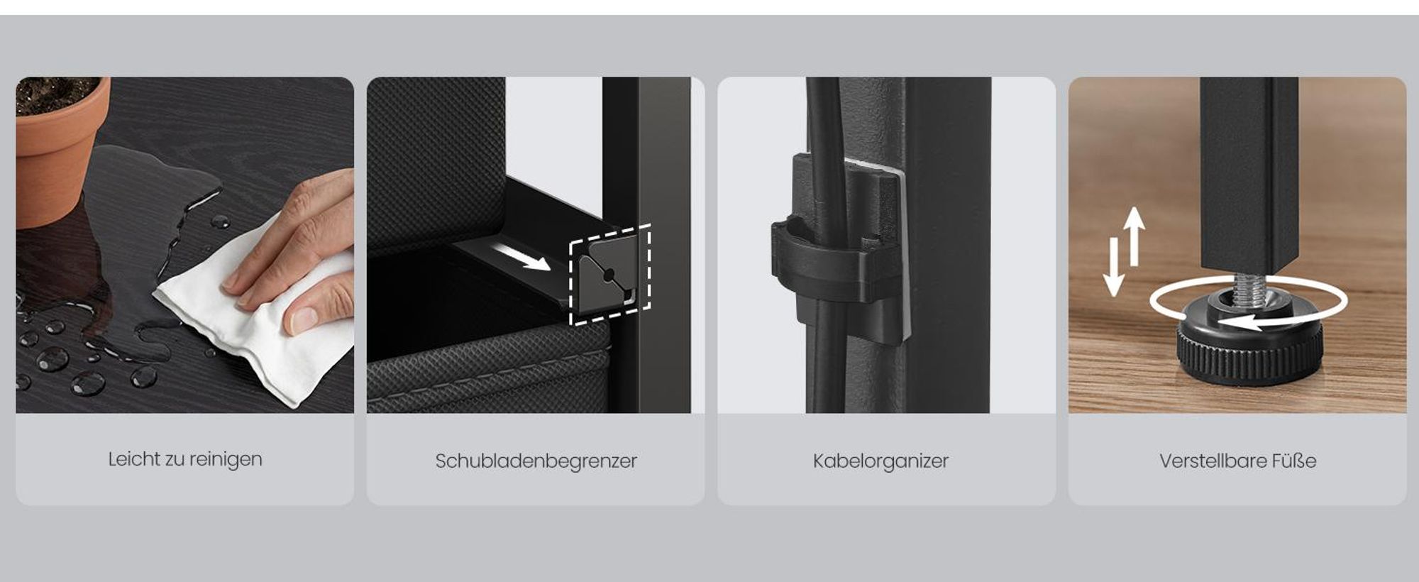 SONGMICS Kommode mit 8 Stoffschubladen, TV-Schrank mit LED und Steckdosen, 113,8 x 30 x 68,1 cm, Schwarz