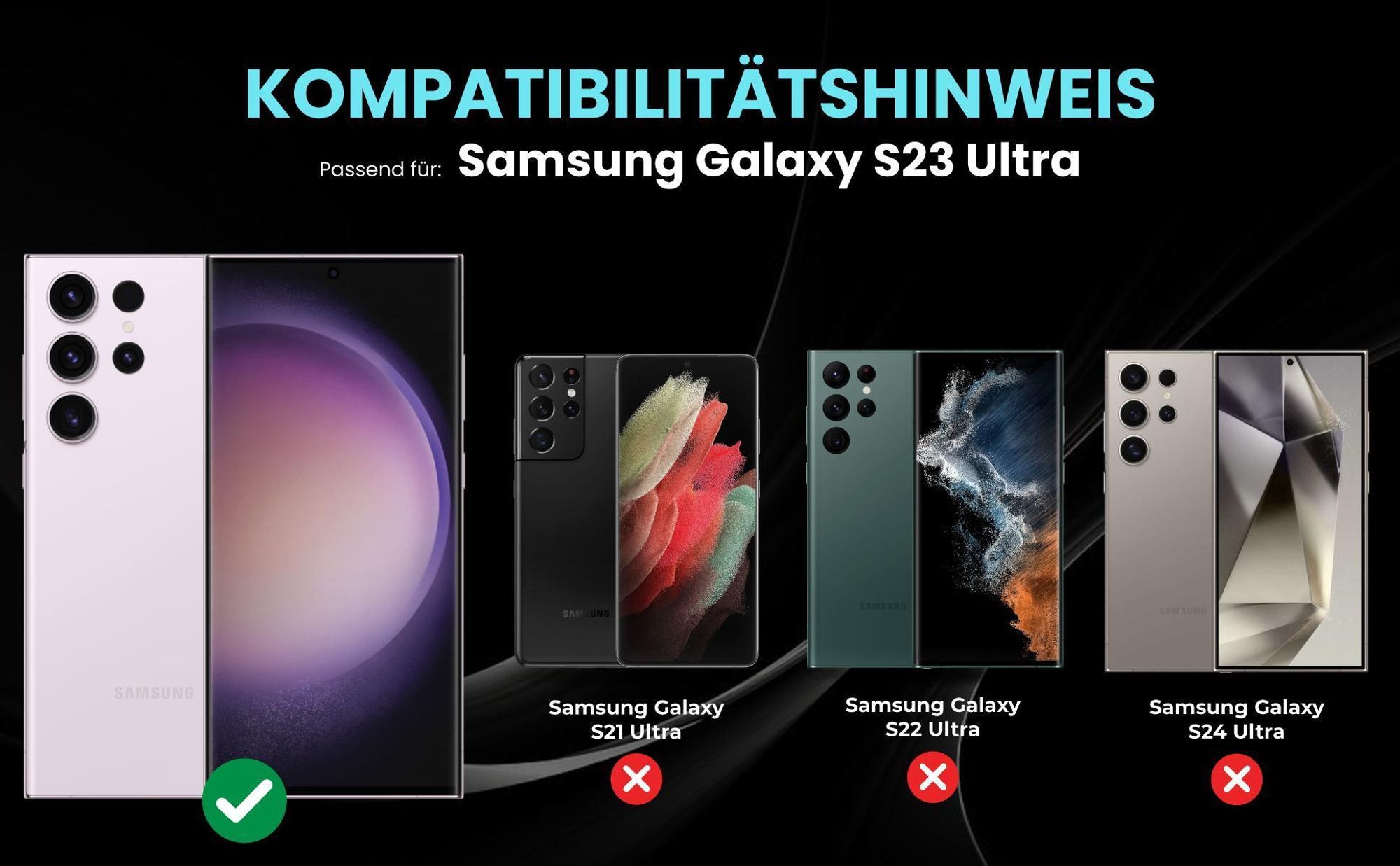 Kompatibilitätshinweise Hülle für Samsung Galaxy S23 Ultra