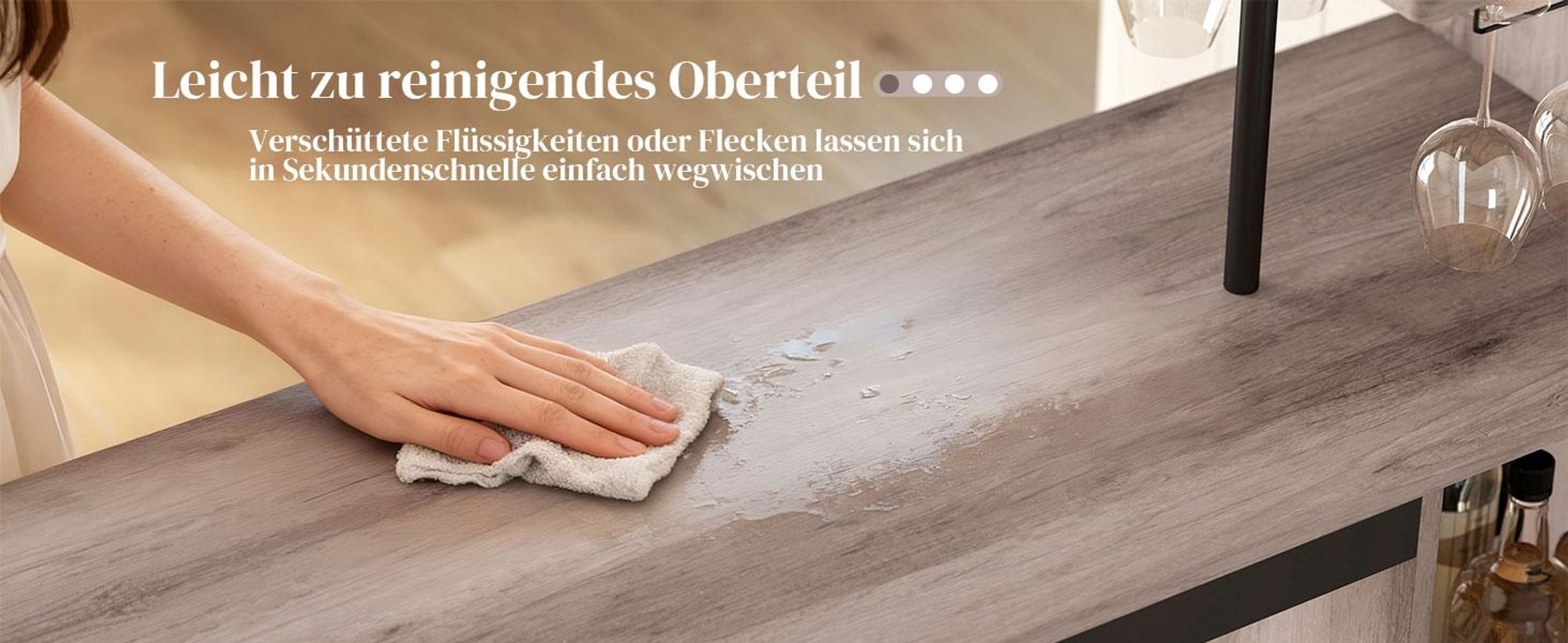 HOMCOM Bartisch mit Barhocker Set Tresentisch mit 2 Stühlen mit Fußstütze, Grau