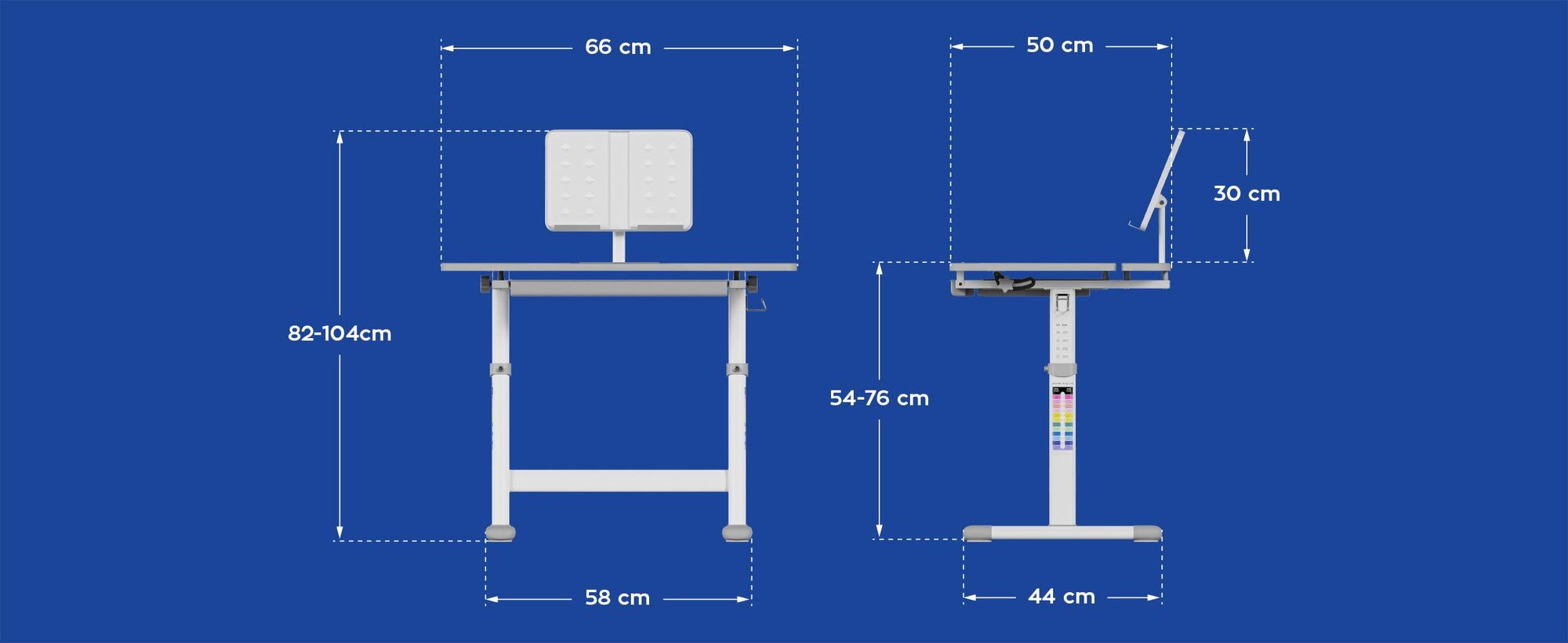 Ergonomischer Kinderschreibtisch Mark Adler 3.0 Grau, verstellbar 54-76cm