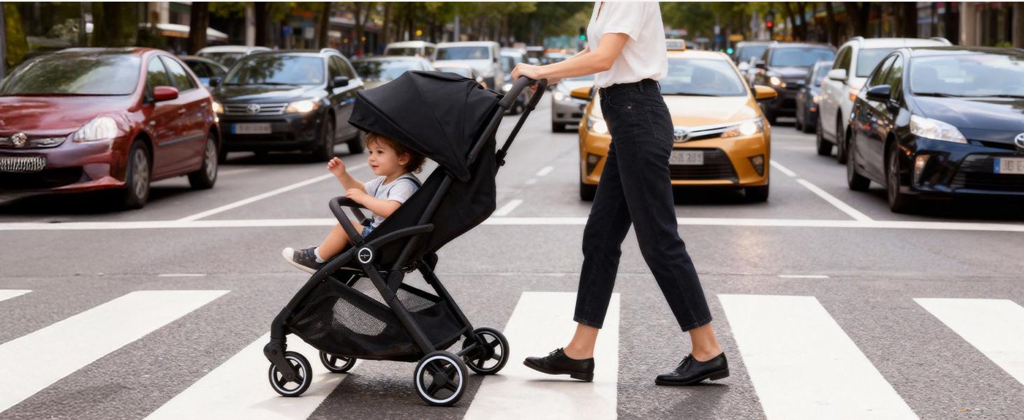 Sekey Kinder Buggy Reise Kinderwagen bis 22 kg verstellbare Rückenlehne, Regenschutz und Sichtfenster, Einhand-Faltmechanismus, Schwarz