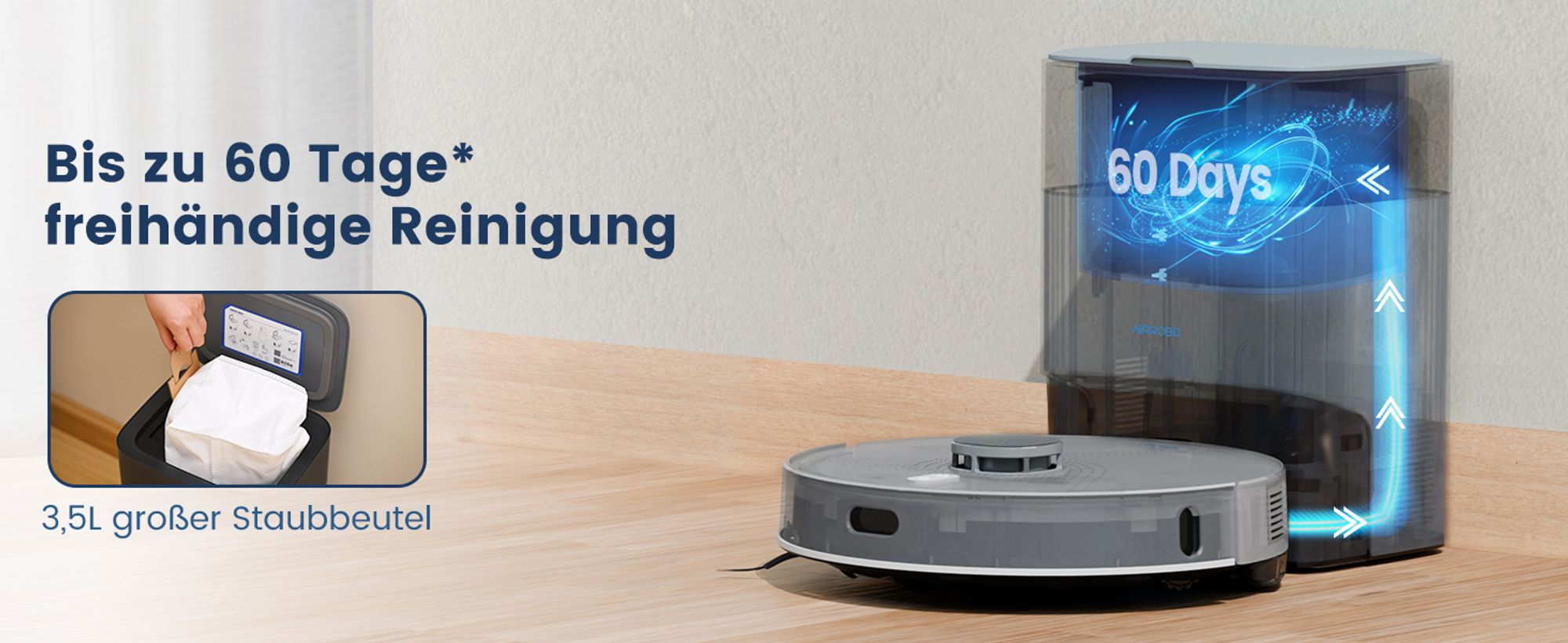 Saugroboter AIRROBO L50+ mit Saug- und Wischfunktion, 10000Pa Leistungsstarke Saugkraft, 240 Minuten Akkulaufzeit