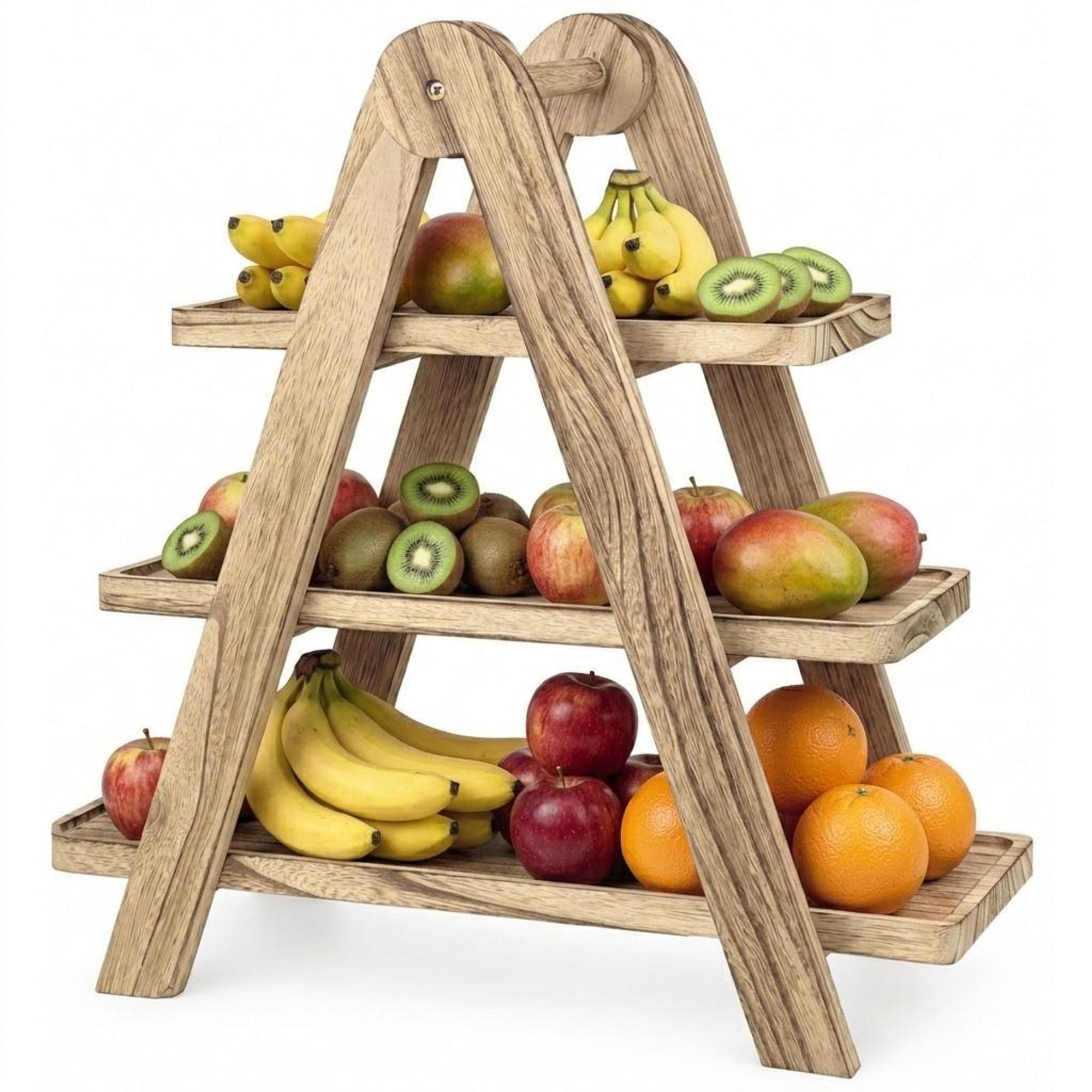 WELLHAUS 3-stufige Etagere Holz Servierplatte Snackständer