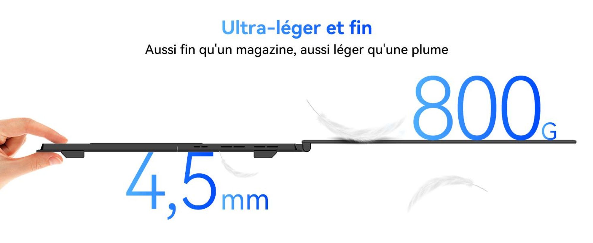 Écran portable Blackview SCM8 15,6 pouces, écran d'ordinateur ultrafin 1920 × 1200 (pour ordinateurs portables de 13 à 17,3 pouces), pivotant à 180° à l'horizontale