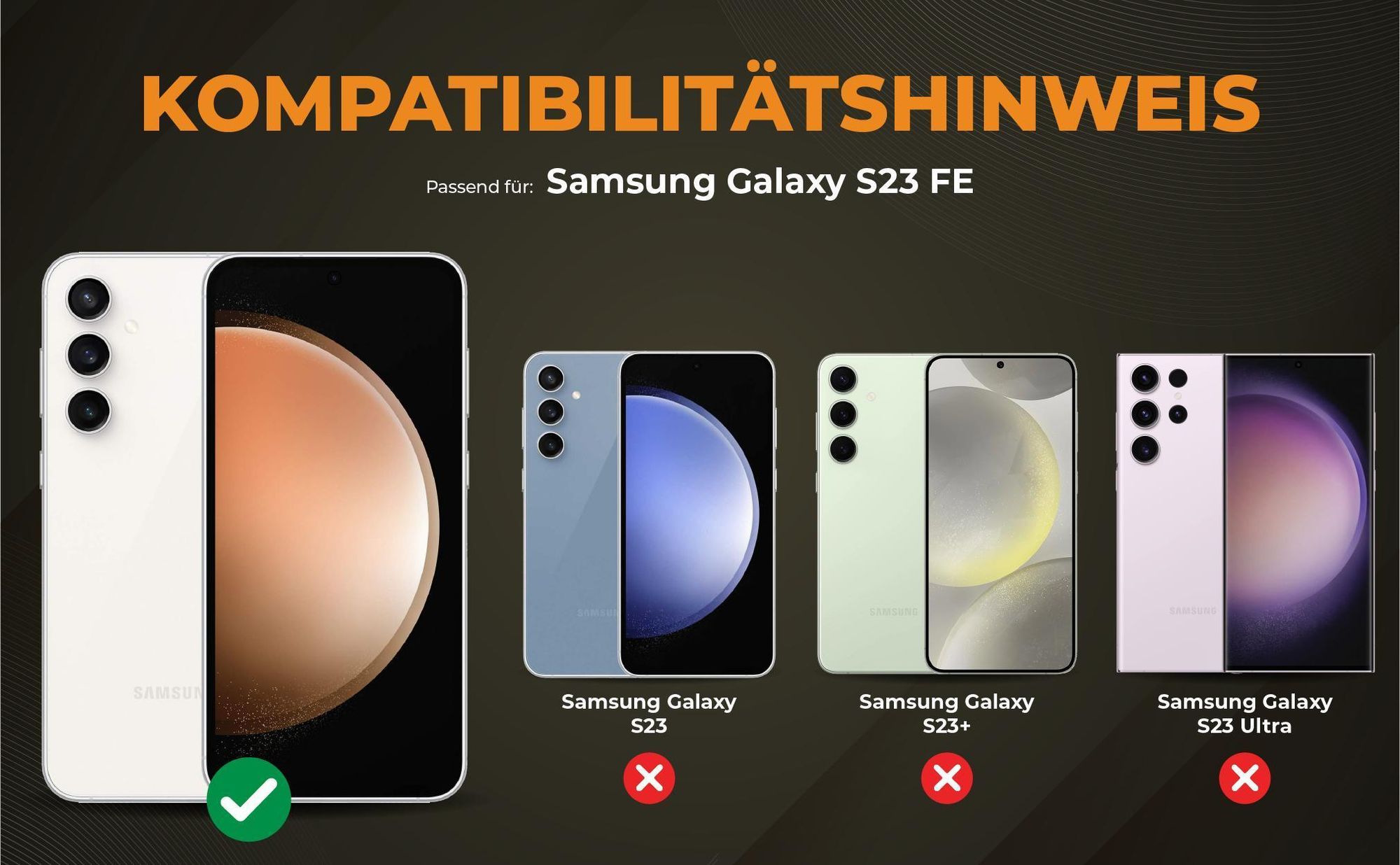 Kompatibilitätshinweise Hülle für Samsung Galaxy S23 FE