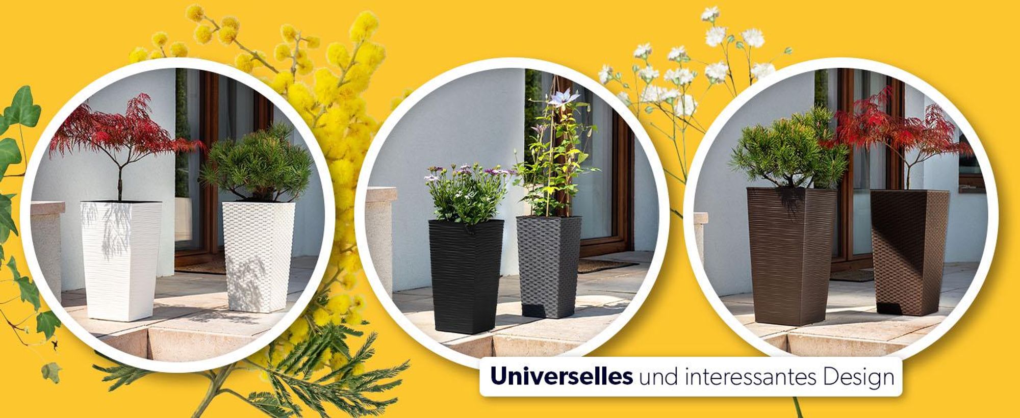 KADAX Blumentopf Set, Blumenkübel aus Kunststoff "Tuluza", Innen- und Außenbereich, Grafit, 3er Set