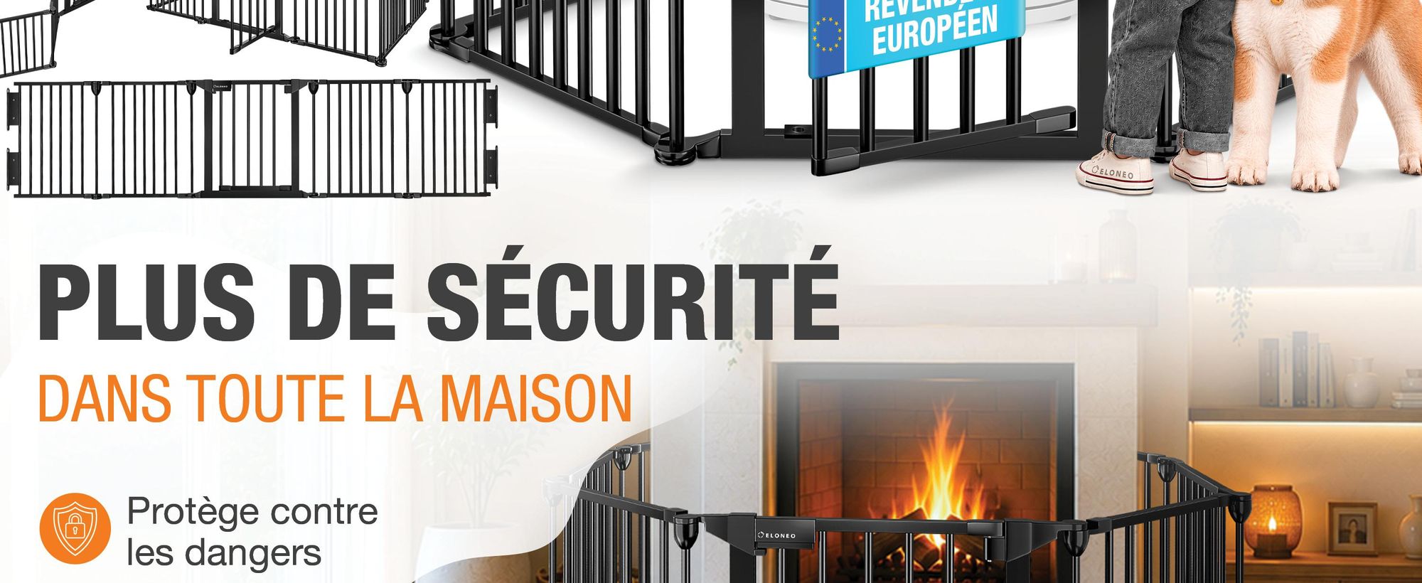 Grille de protection pour cheminée ELONEO, 75 cm de haut, grille de protection pour poêle en métal avec système de verrouillage de sécurité, protection pour enfants, barrière pour escaliers, barrière pour portes, barrière pour chiens