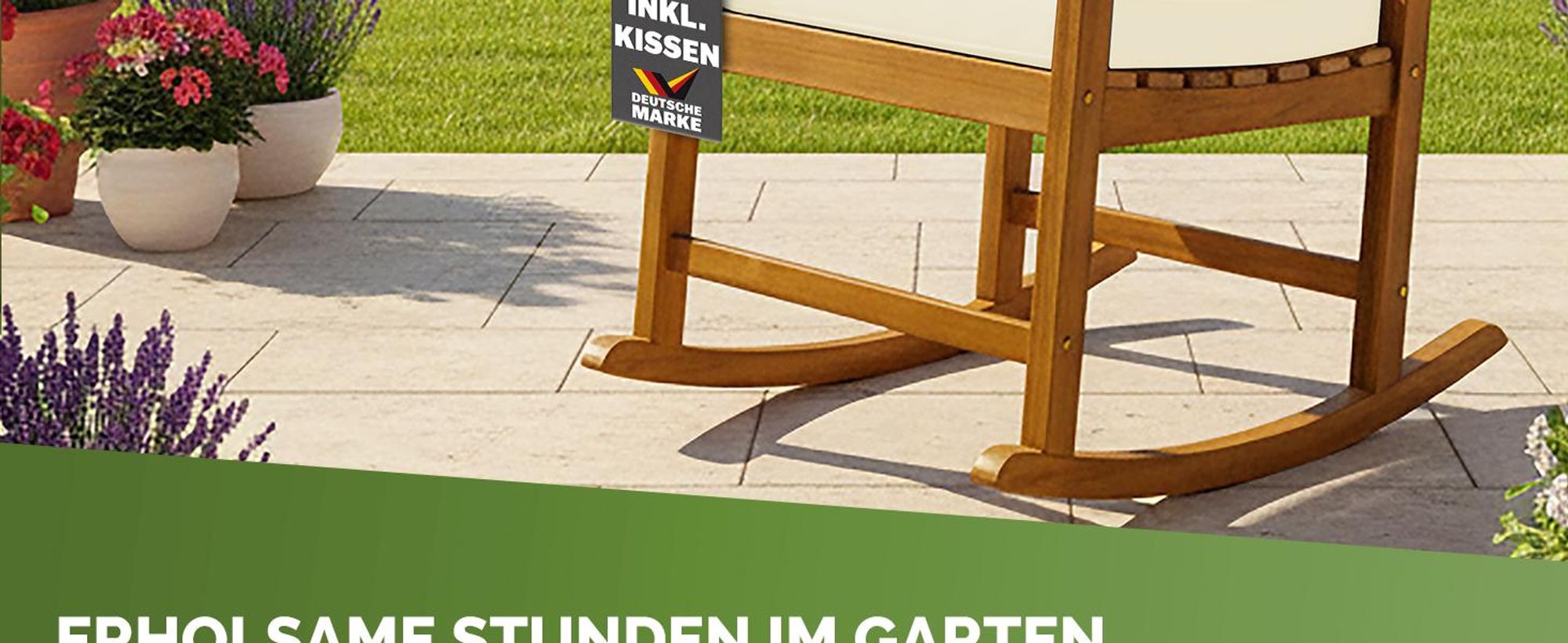 Casaria® Schaukelstuhl Outdoor wetterfest aus Akazienholz, bis 160 kg