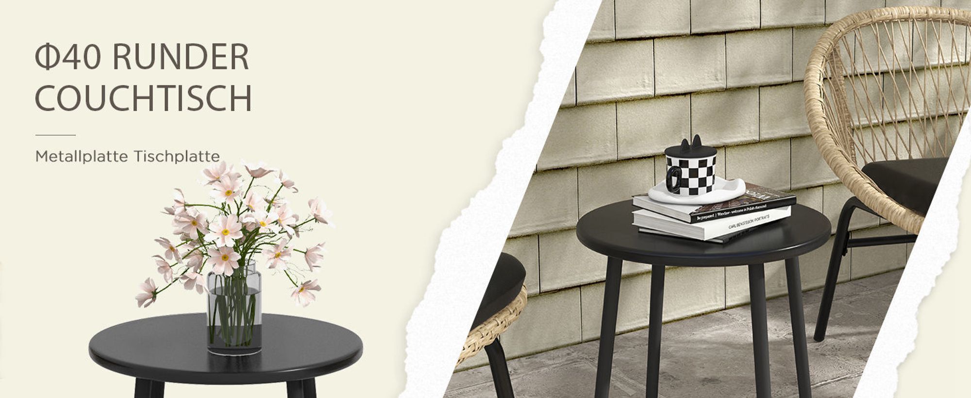 Outsunny 3-tlg. Rattan Gartenmöbel-Set, Balkonmöbel-Set mit Couchtisch, 2 Stühlen, Sitzgarnitur mit Kissen, Gartensitzgruppe für Balkon, Terrasse, Polyester, Gelb