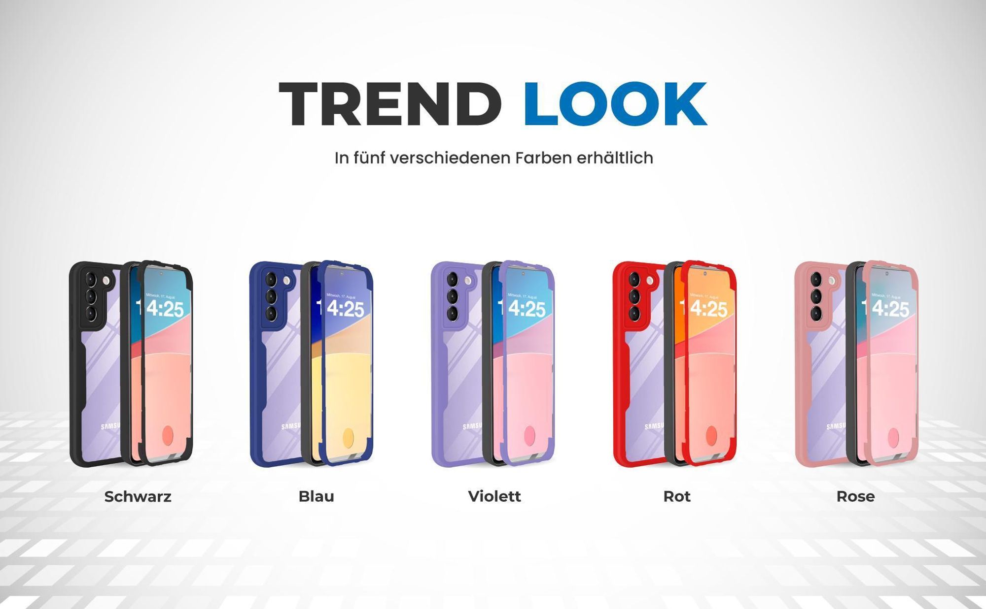 360 Grad Cover Front Back für Samsung Galaxy S22 in verschiedenen Farben