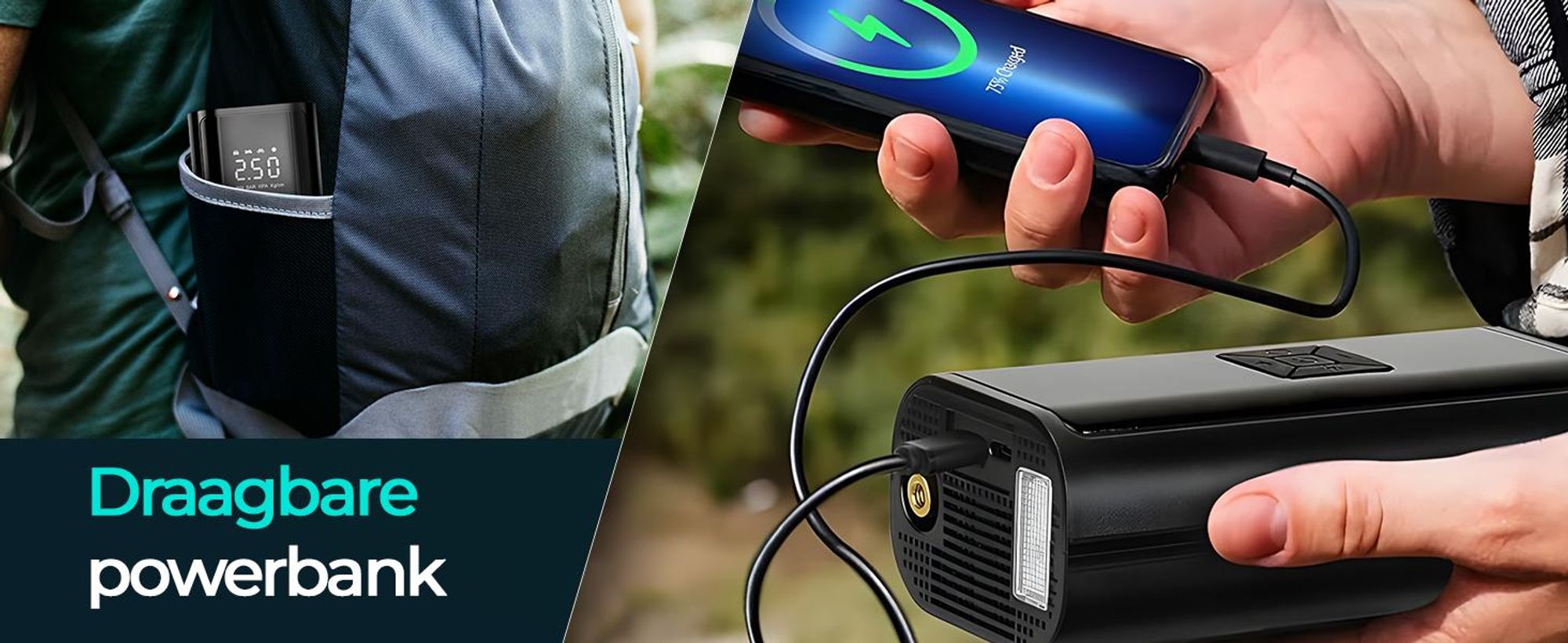 Olvy Luchtdrukkompressor, 7000 mAh, Mini-bandenpomp, Elektrische compressor, fietspomp, Elektrische luchtpomp, Mini-compressor voor auto, fiets, ballen