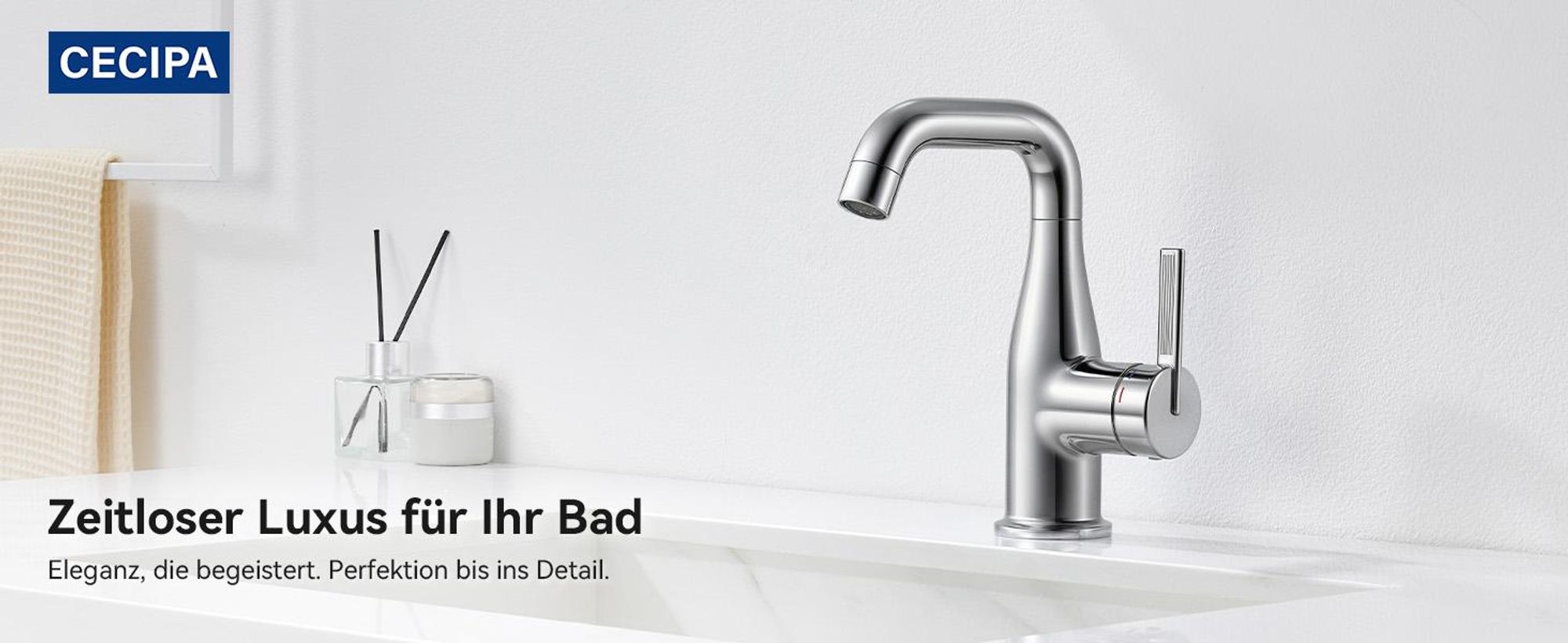 Moderne CECIPA Waschtischarmatur in Chrom-Optik. Zeitloser für Ihr Badezimmer.