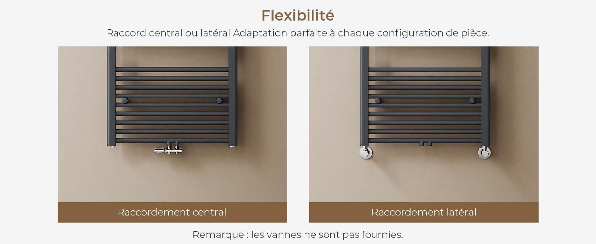 S'AFIELINA 160 x 50 cm Radiateur sèche-serviettes Radiateur sèche-serviettes Porte-serviettes raccord central Chauffe-serviettes droit Anthracite ,654 W