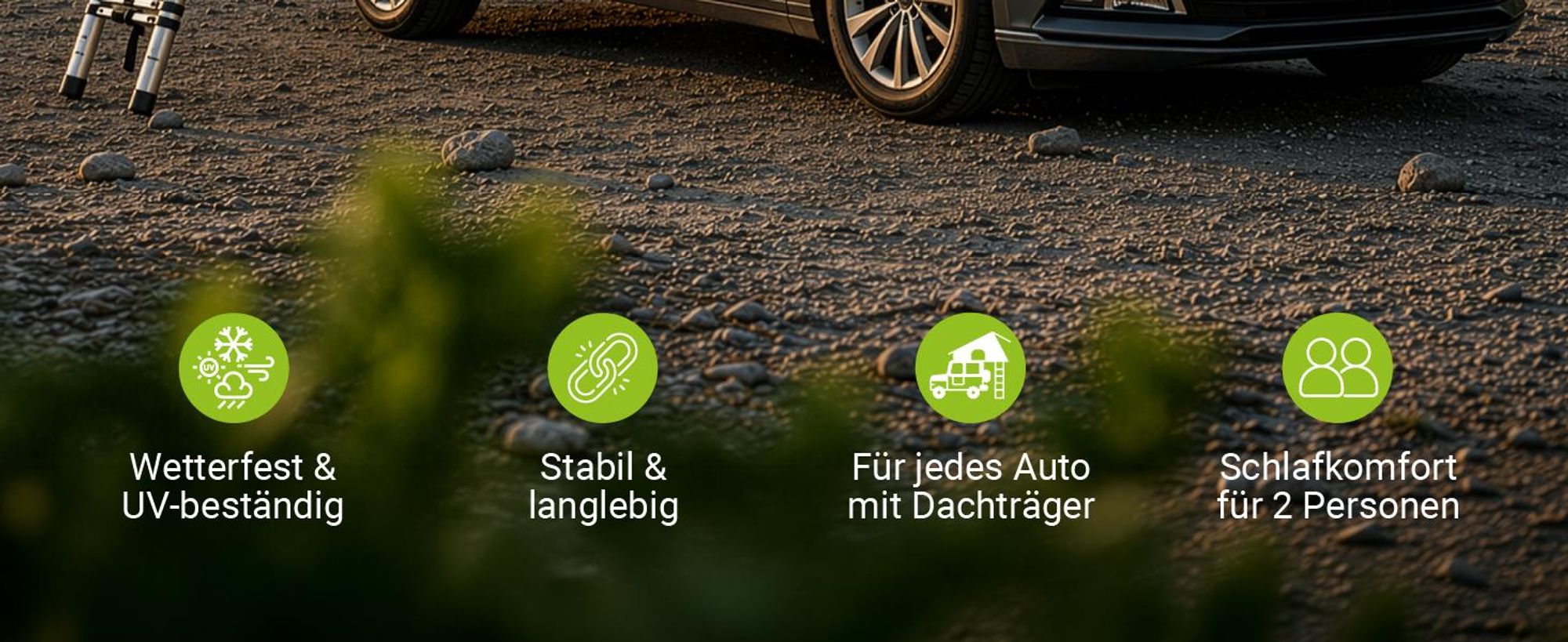 Juskys Autodachzelt Lago 120 x 210 cm - Wetterbeständig mit Leiter - Schwarz / Grau