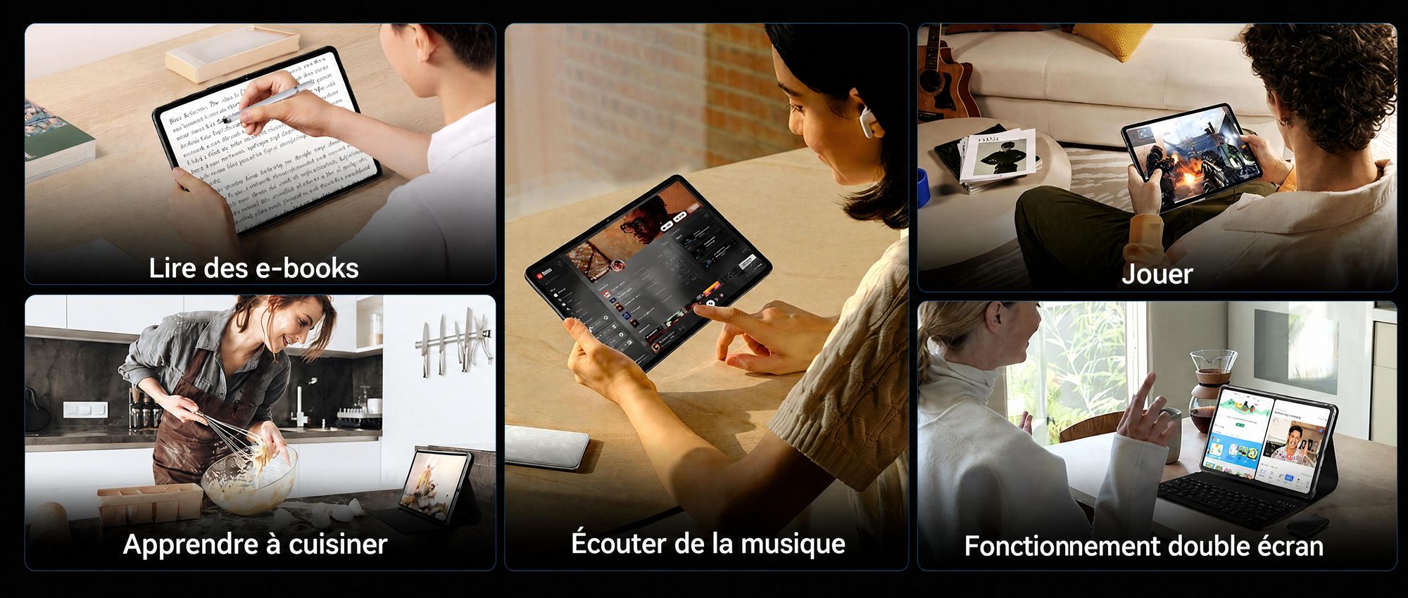 Tablette Android 16 T60, écran de 12,2 pouces avec résolution 2,5K, 48 Go de RAM + 256 Go de stockage interne (extensible jusqu'à 2 To via carte TF), processeur Octa-Core, batterie de 10 000 mAh et intelligence artificielle Gemini