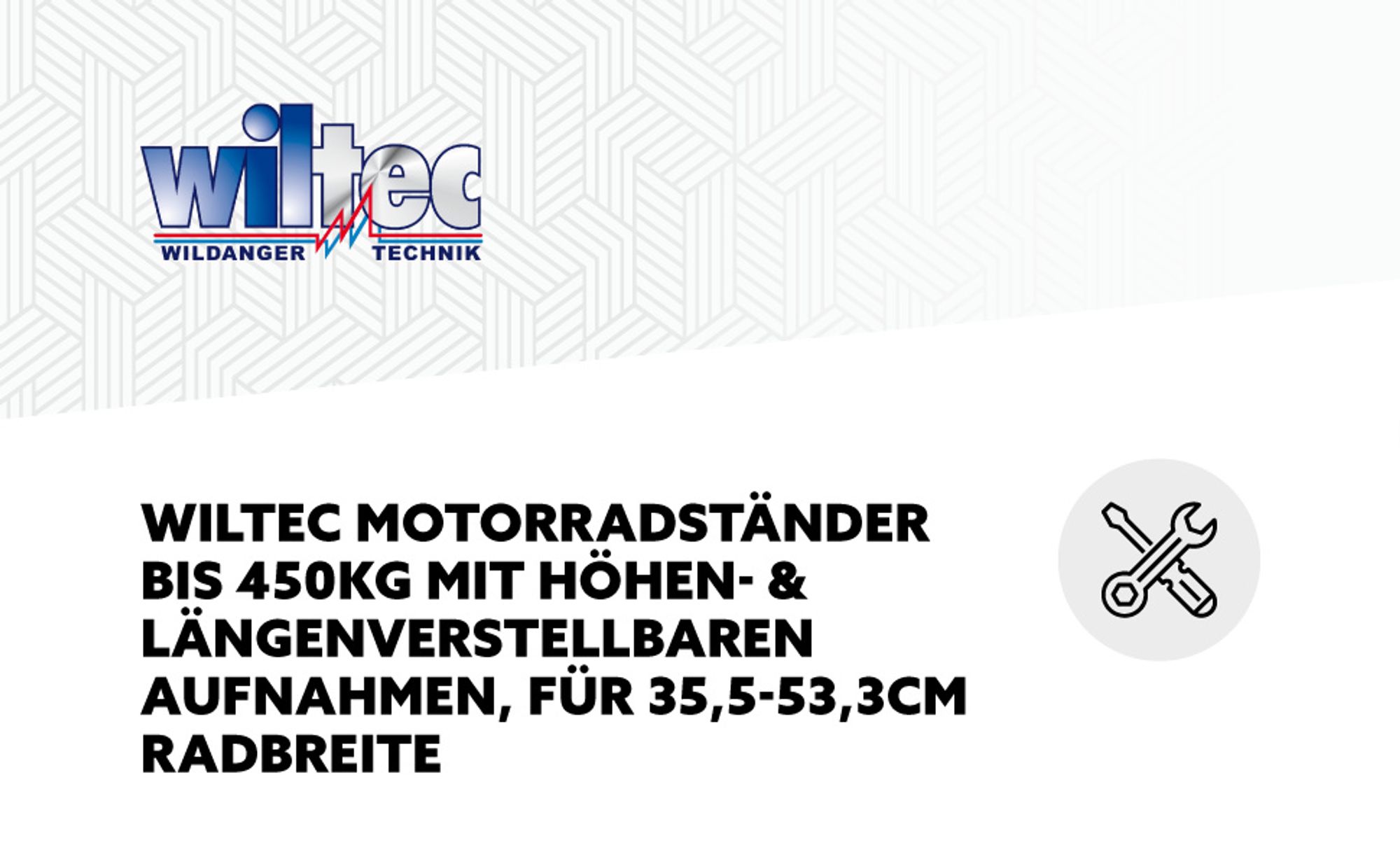 Wiltec Motorradständer bis 450kg Ø14-21", einstellbare Motorradwippe aus Stahl, Montageständer für Vorder- und Hinterrad