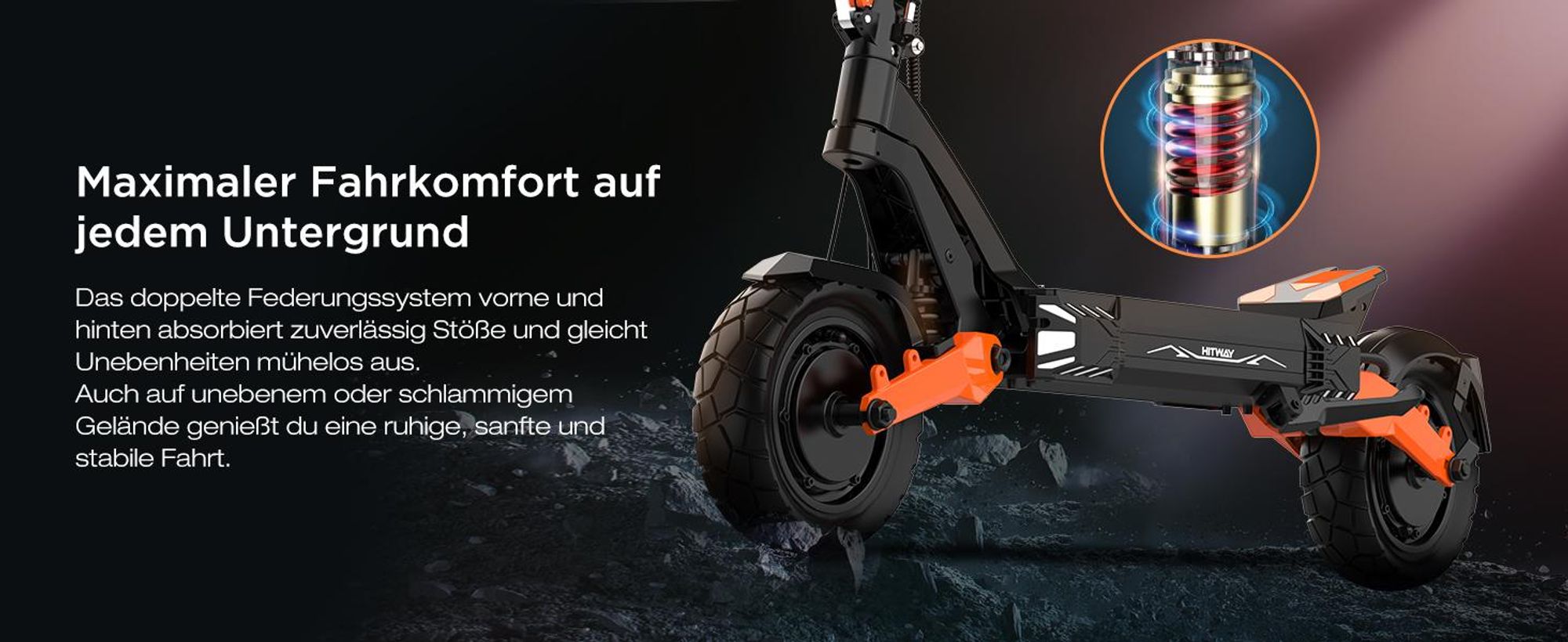 HITWAY E Scooter mit Straßenzulassung ABE, Elektroscooter mit 250W*2 Motor Spitze 1800*2, 10 " Offroad Luftreifen ,52V 23.4Ah,APP, NFC,Max 100 KM,IPX6