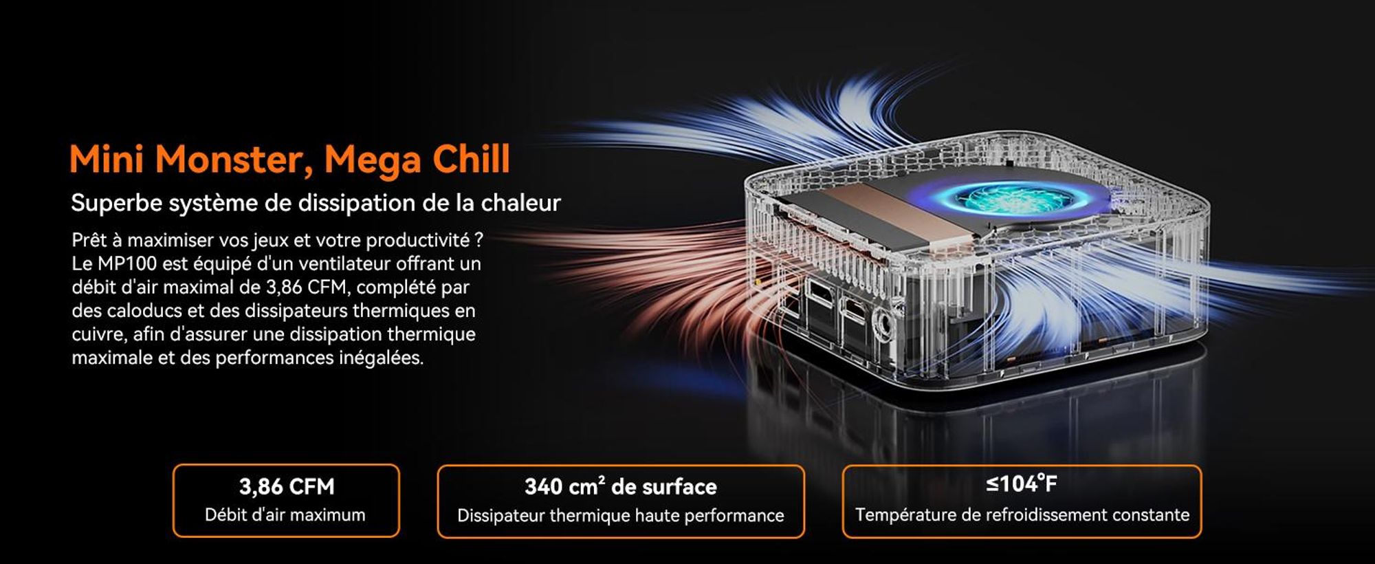 Blackview MP100 Mini PC, processeur Intel i3-1215U jusqu'à 4,4 GHz, 16 Go de RAM DDR5, SSD PCIe 4.0 de 512 Go, résolution 4K à 144 Hz, WiFi 6, ports DP et HDMI, système d'exploitation Windows 11 Pro, livré avec le clavier K1