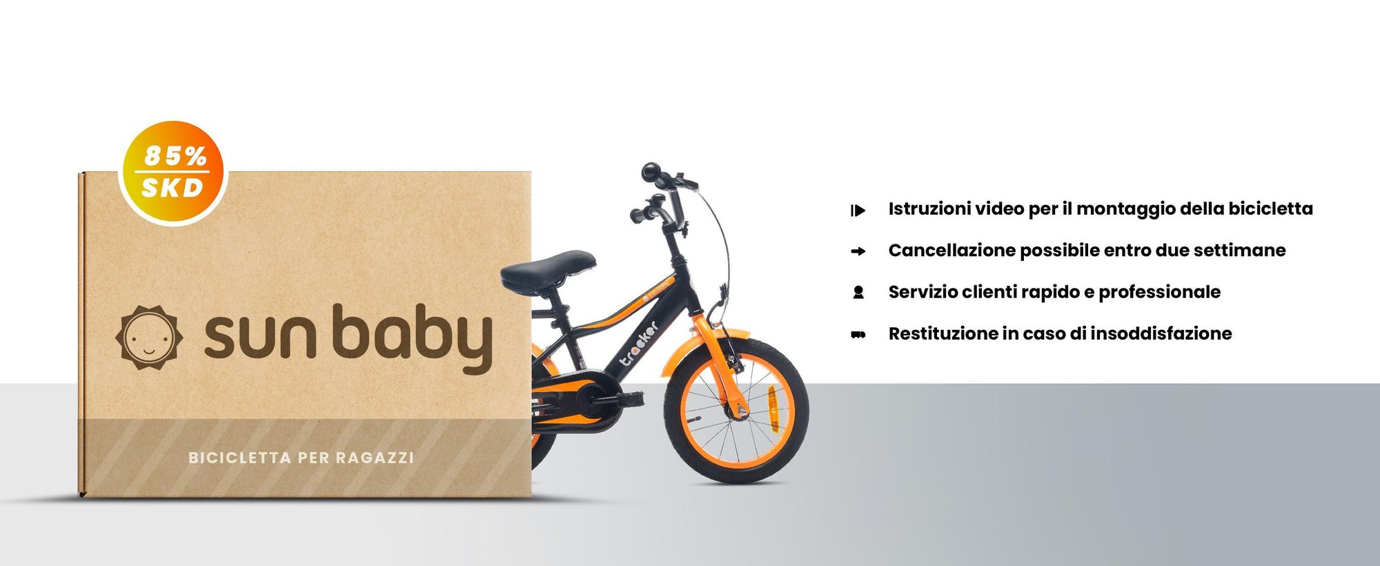 Sun Baby Tracker bicicletta Bicicletta per bambini per ragazzi 16 pollici arancione neon