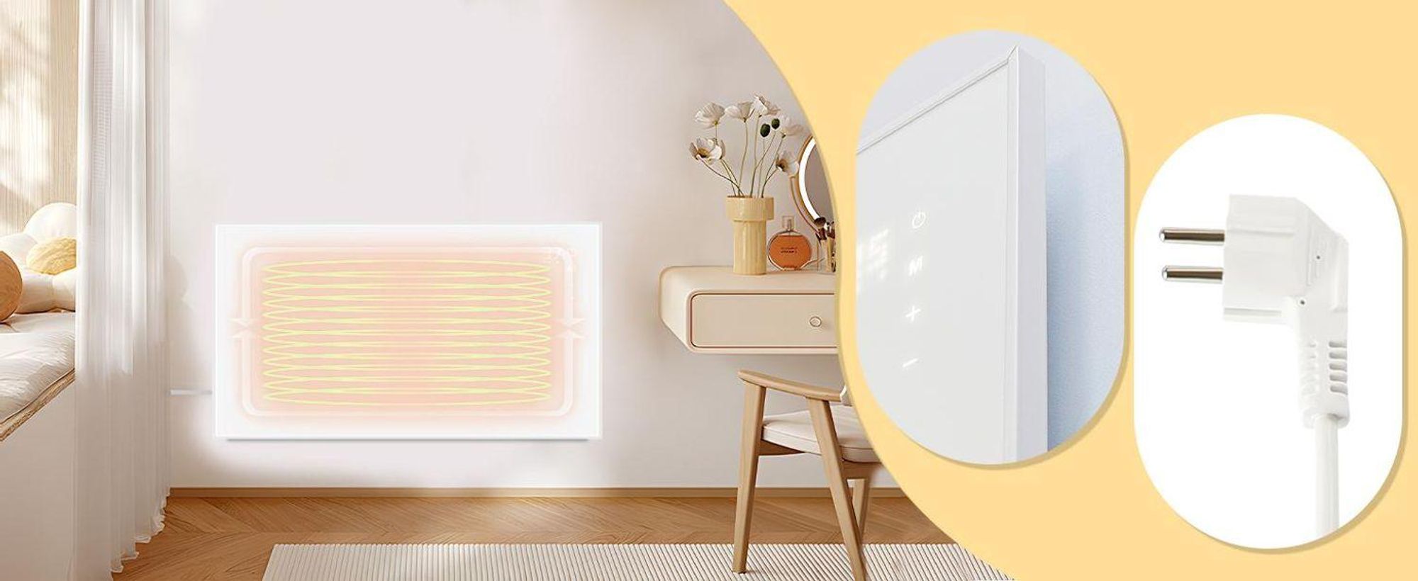 ZMH Infrarotheizung 450W Thermostat Wandheizung energiesparend Elektroheizung mit Fernbedienung Heizkörper infrarot Heizung elektrisch Heizgerät