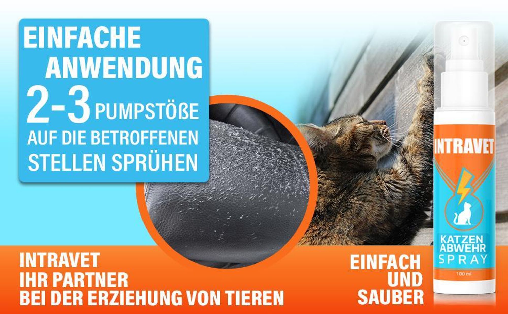 Intravet® Katzen Abwеhr Spray – Katzenspray – Fernhaltespray – für Katzen – Anti Kratz Spray - Katzenabwеhr – zum Vertreiben von Katzen