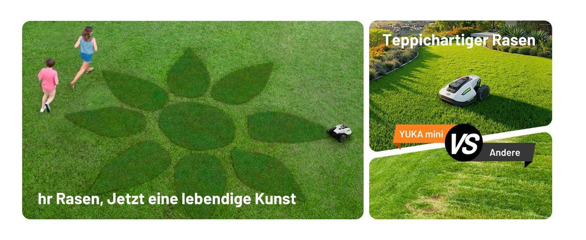 Mähroboter Mammotion YUKA Mini 800 ohne Begrenzungskabel NetRTK+Vision Auto-Kartierung Empf. 800m² bis 1200m² 50% Steigung mit 4G-Modul RTK-Station