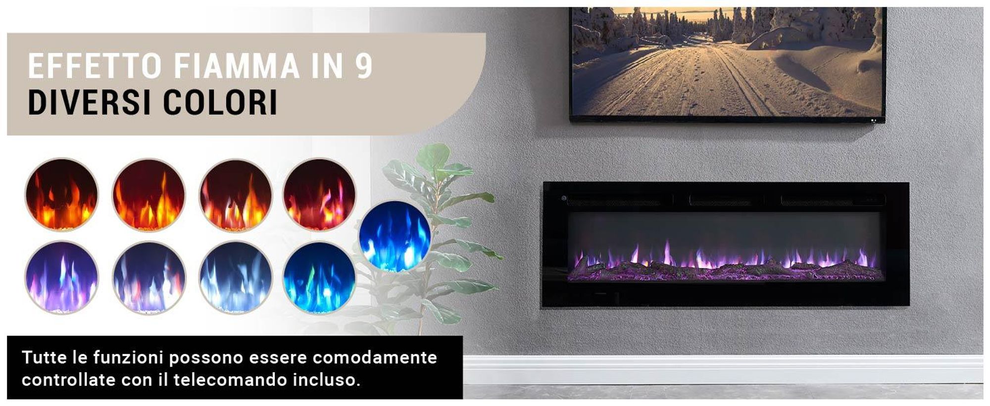 BALDERIA -design Leif 50 - Camino elettrico 3in1