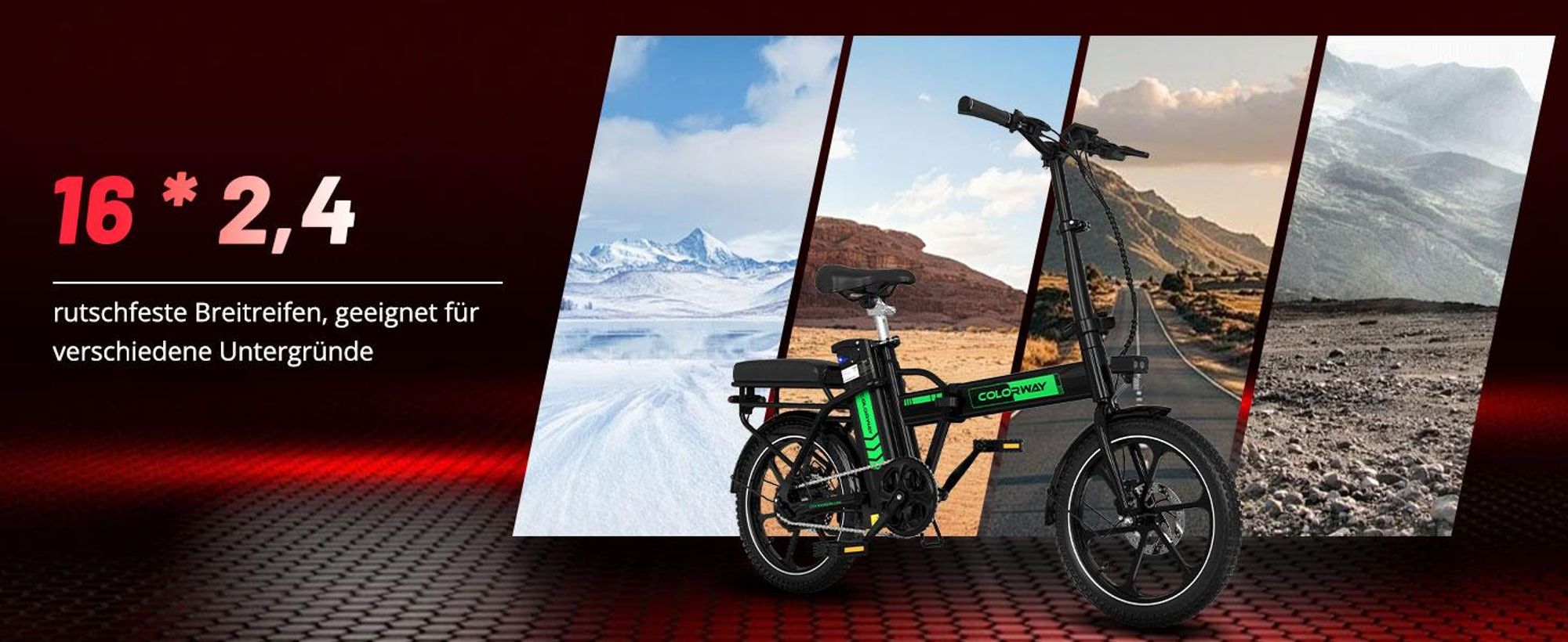 COLORWAY E Bike, 16 Zoll Klapprad E-Fahrrad, 36V 12Ah Lithium-Akku, 250W Motor, Mini-E-Bike mit 35-60km Reichweite für Erwachsene & Jugend