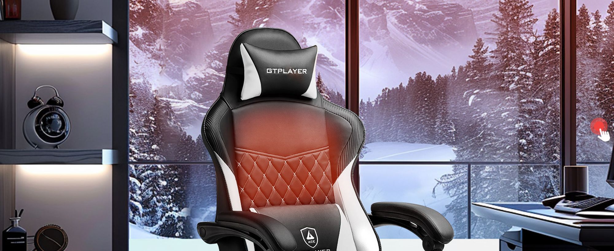 GTPLAYER Gaming Stuhl, Gaming Chair, Ergonomischer Höhenverstellbarer Bürostuhl, Zweckmäßig für Winter und Sommer, mit Doppelrückenlehne mit Fußstütz