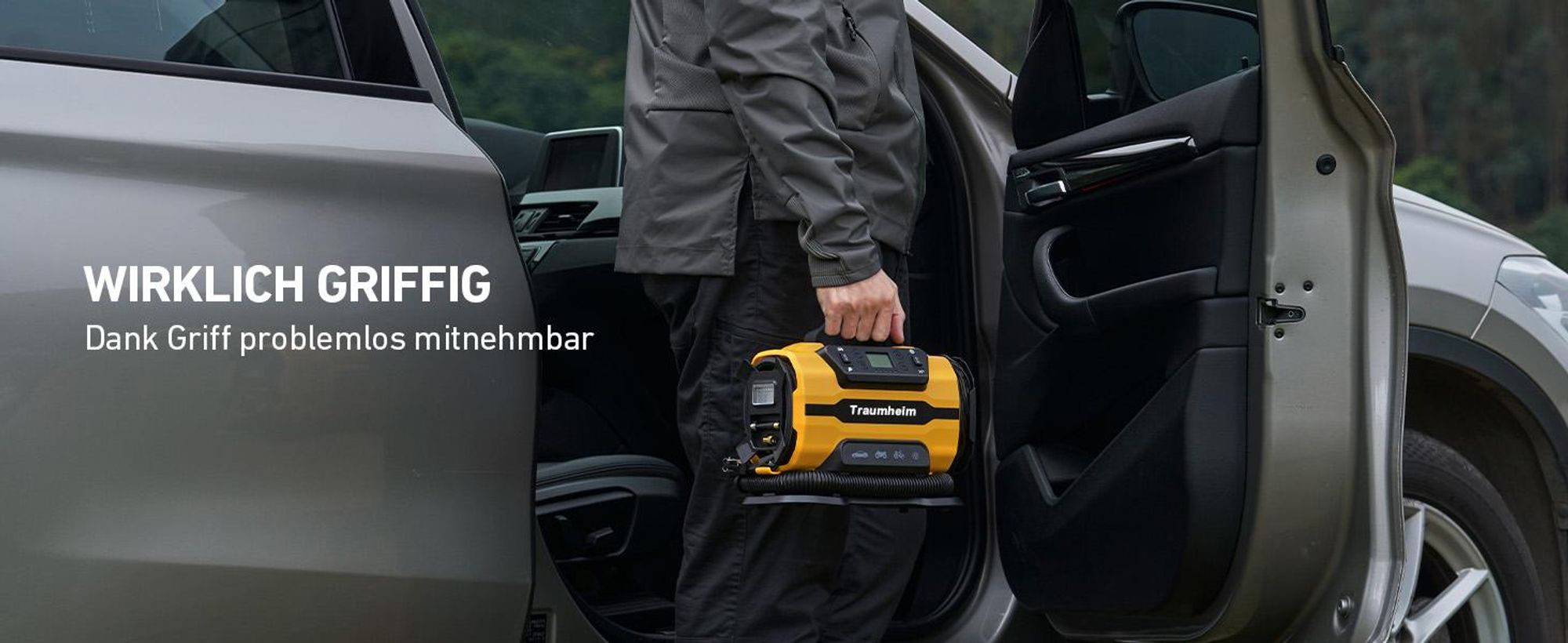Luftkompressor Auto 12V DC/230V AC, Hochdruck bis 10,3bar, 350L/min, Elektrische Reifenpumpe, Kompressor für Auto, Fahrrad, Schlauchboot, Luftmatratze